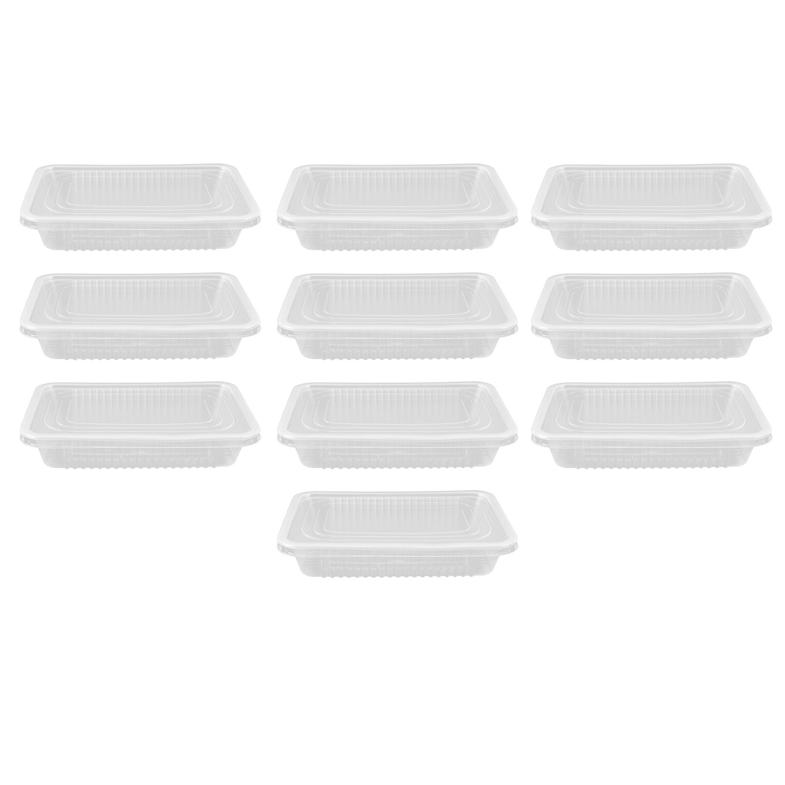 10PCS Disposable Lunch Box Microwavable Disposable Transparent Rectangular