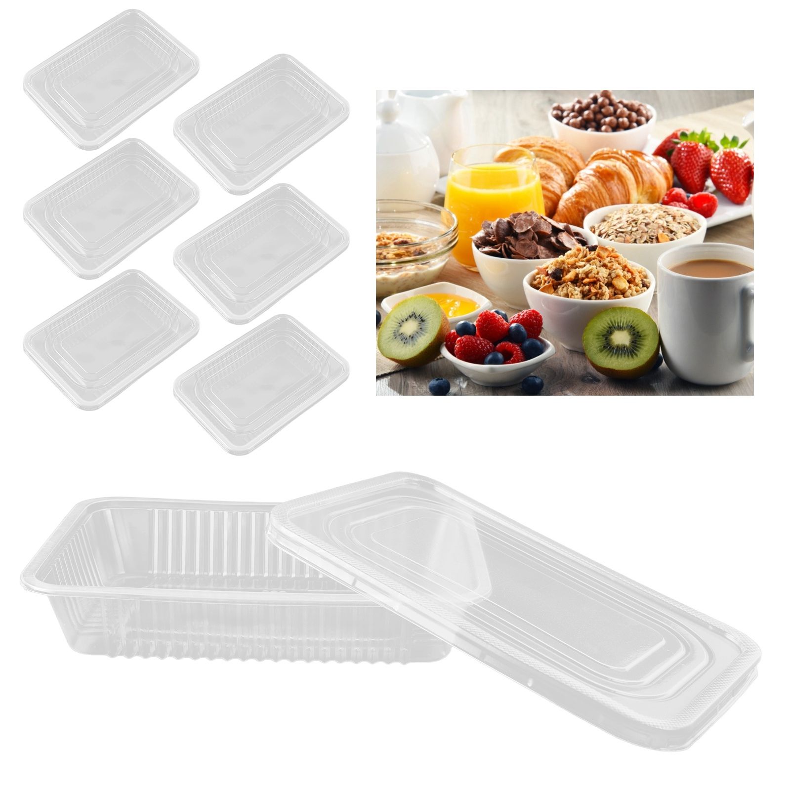 10PCS Disposable Lunch Box Microwavable Disposable Transparent Rectangular view 11