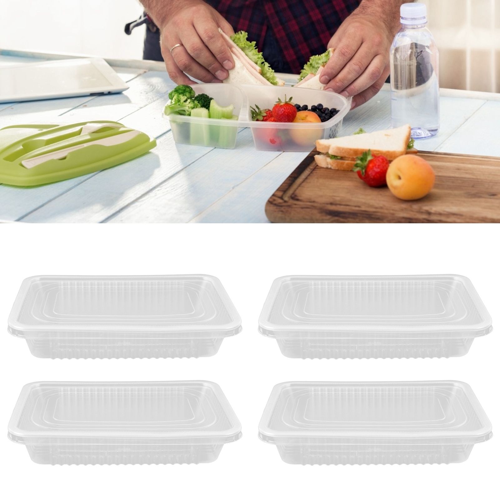 10PCS Disposable Lunch Box Microwavable Disposable Transparent Rectangular view 12