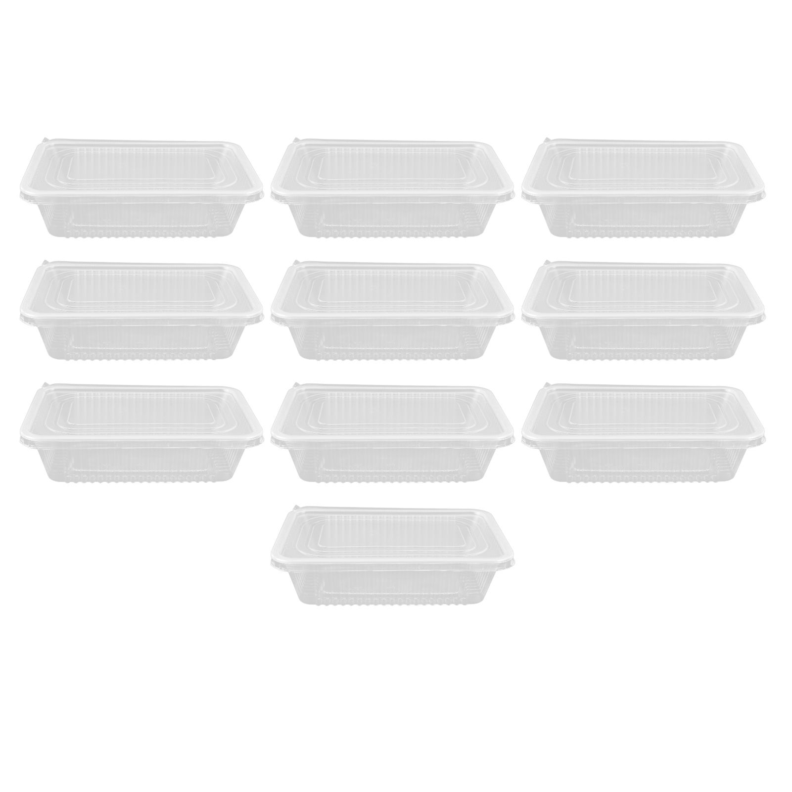 10PCS Disposable Lunch Box Microwavable Disposable Transparent Rectangular