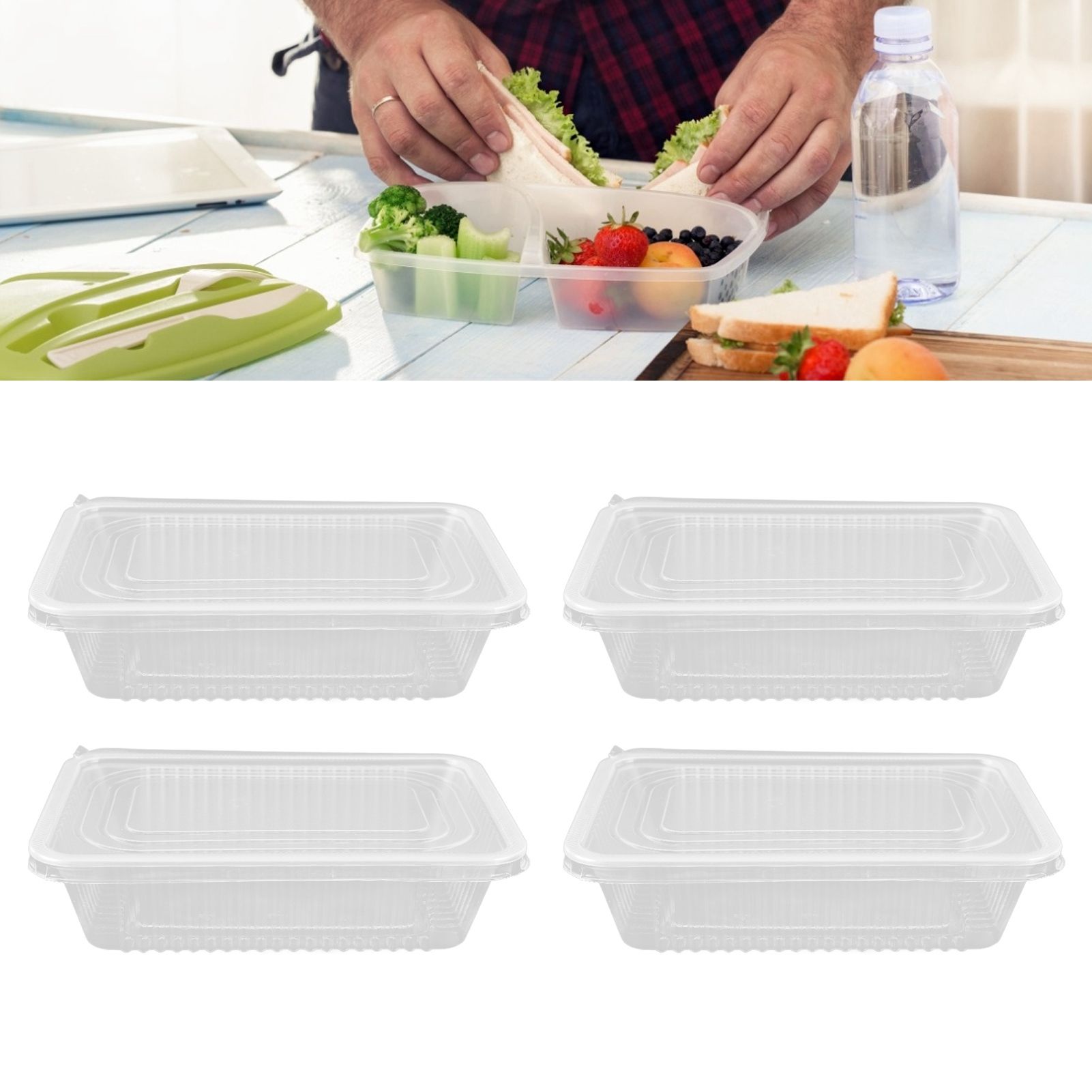 10PCS Disposable Lunch Box Microwavable Disposable Transparent Rectangular view 11