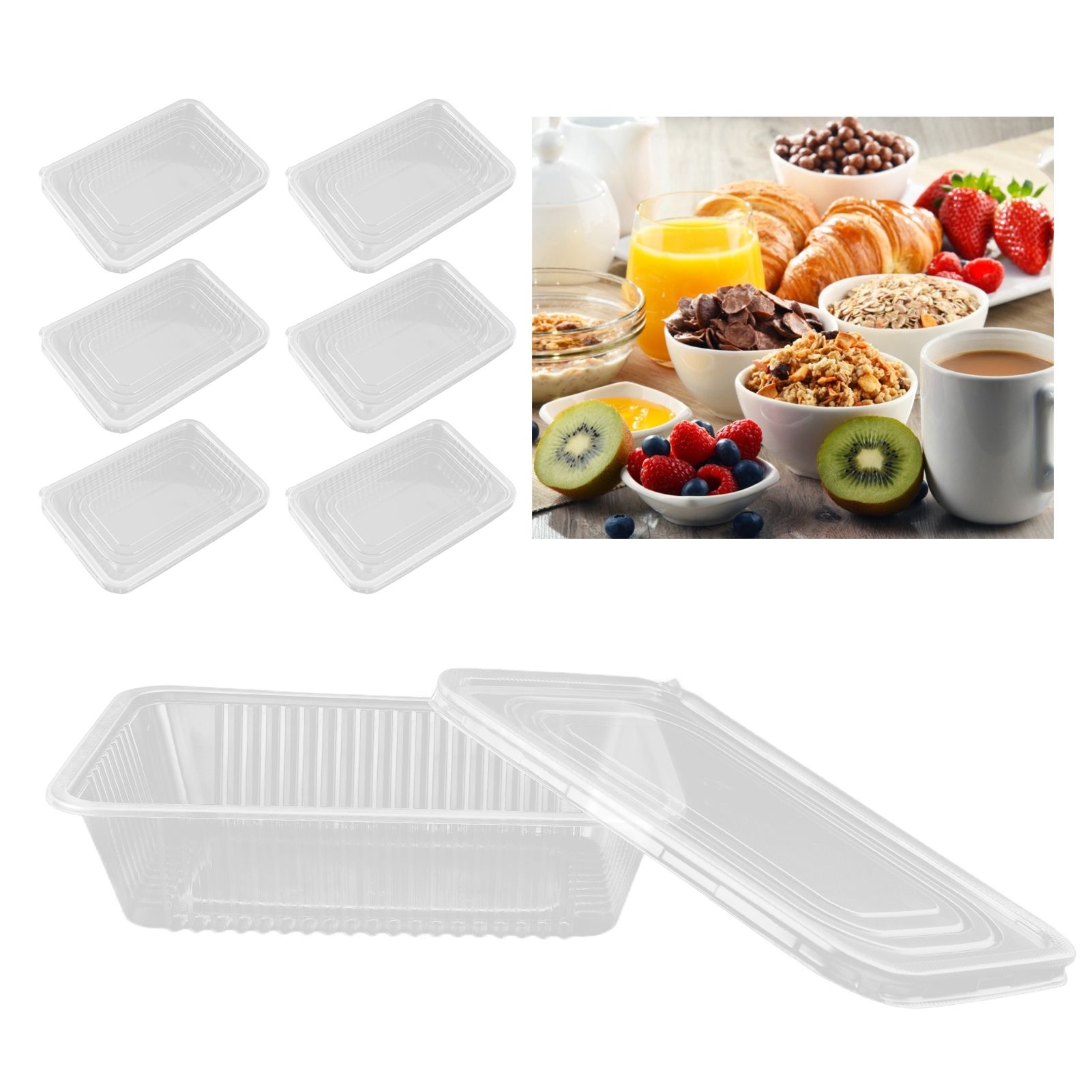 10PCS Disposable Lunch Box Microwavable Disposable Transparent Rectangular view 12