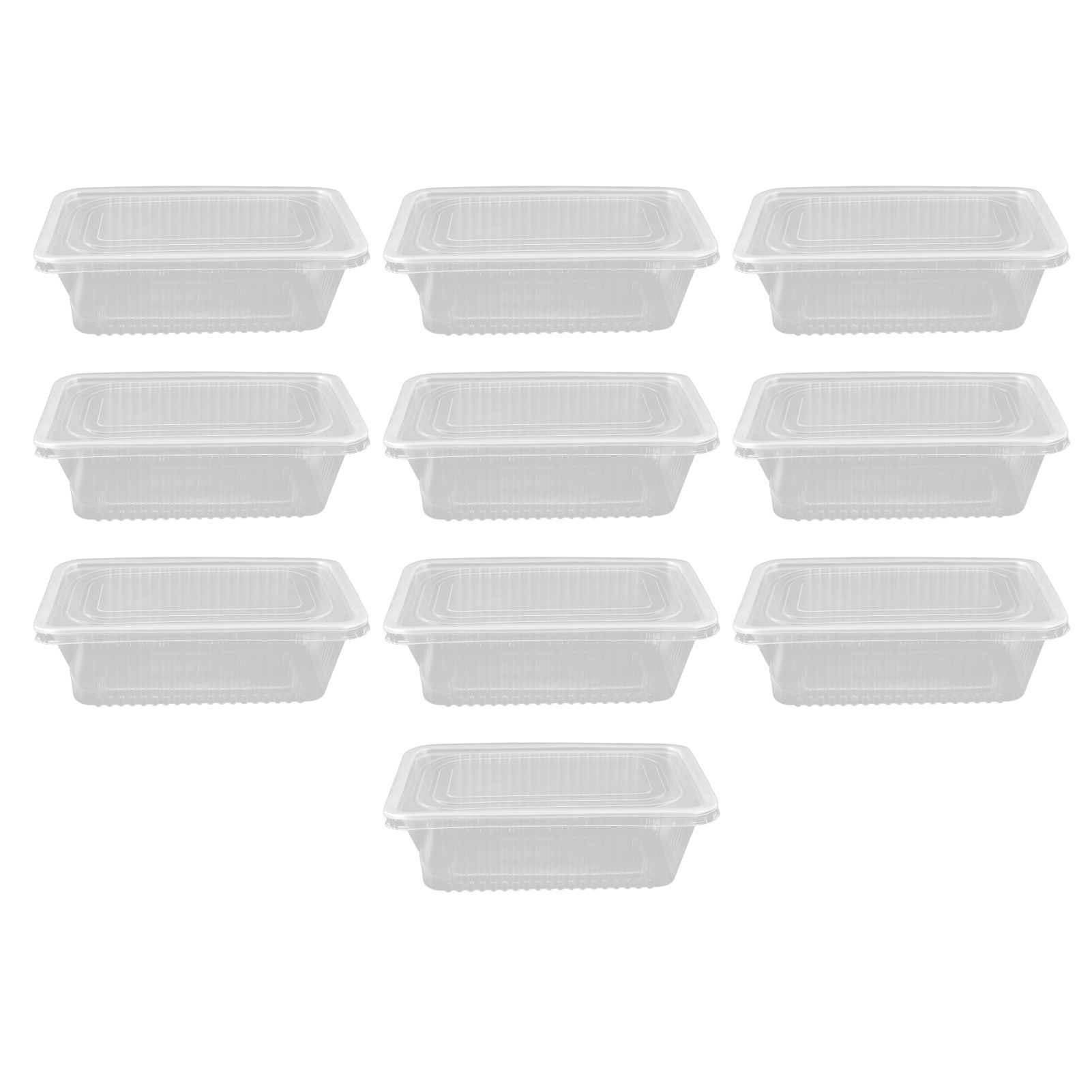 10PCS Disposable Lunch Box Microwavable Disposable Transparent Rectangular