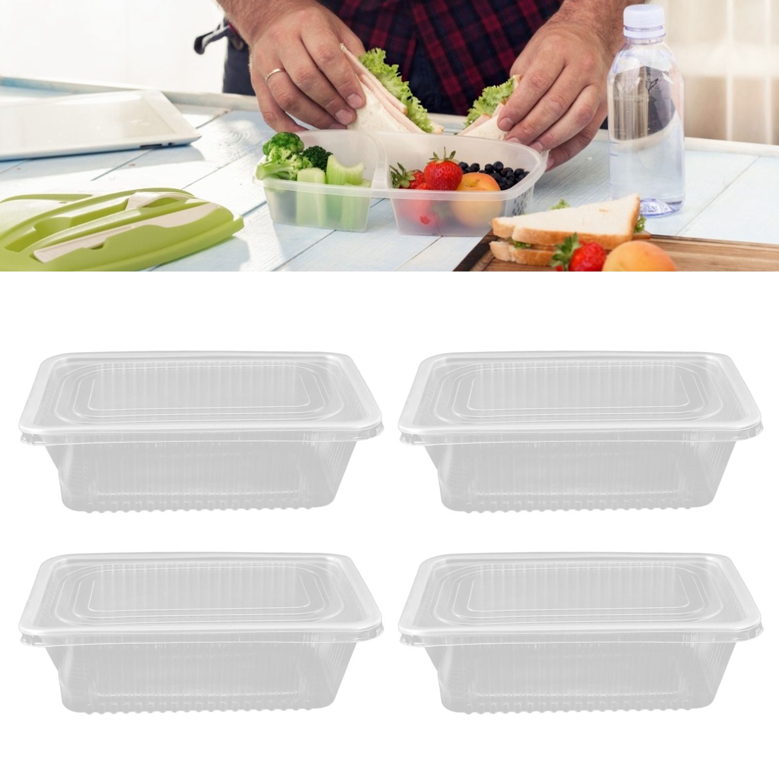 10PCS Disposable Lunch Box Microwavable Disposable Transparent Rectangular view 11