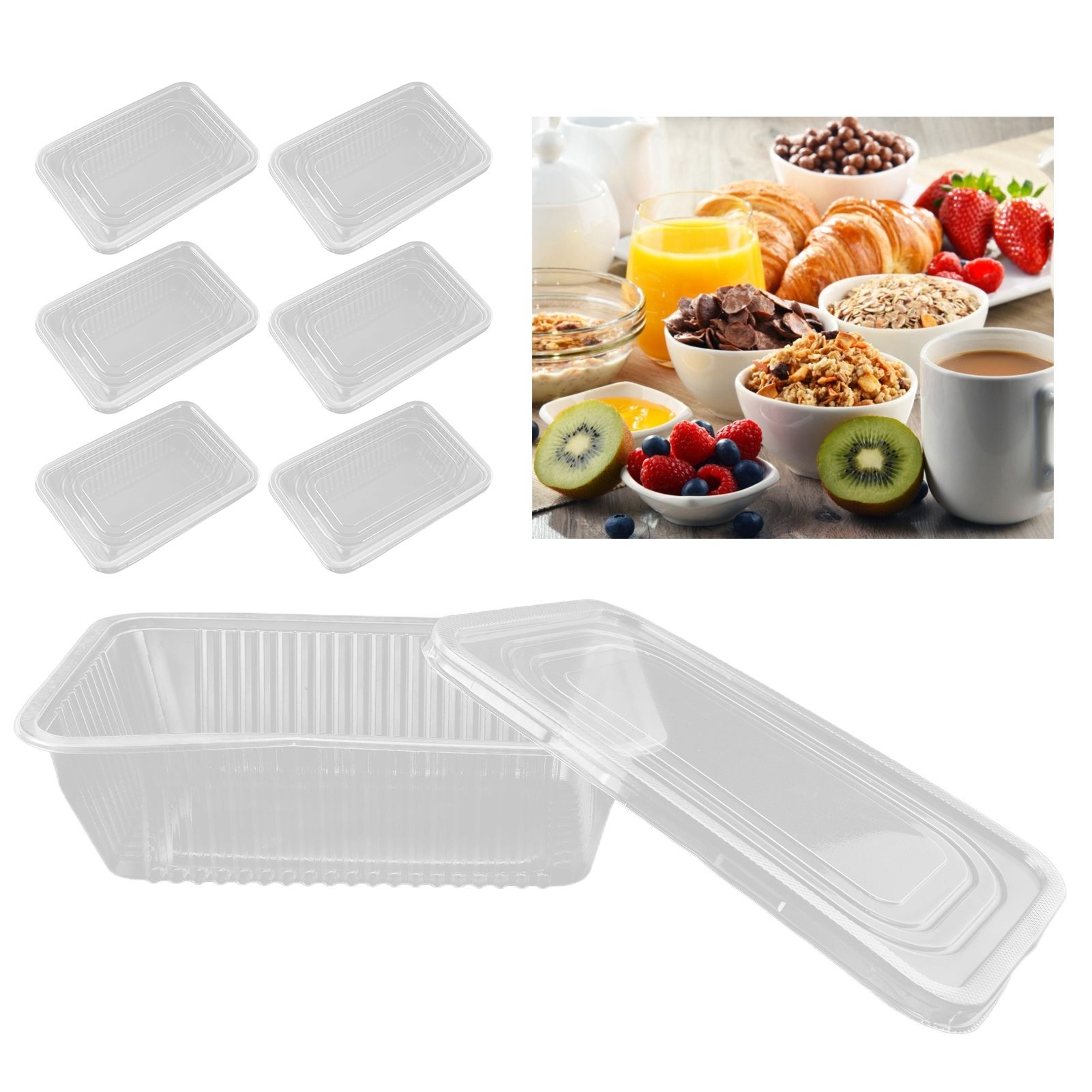 10PCS Disposable Lunch Box Microwavable Disposable Transparent Rectangular view 12