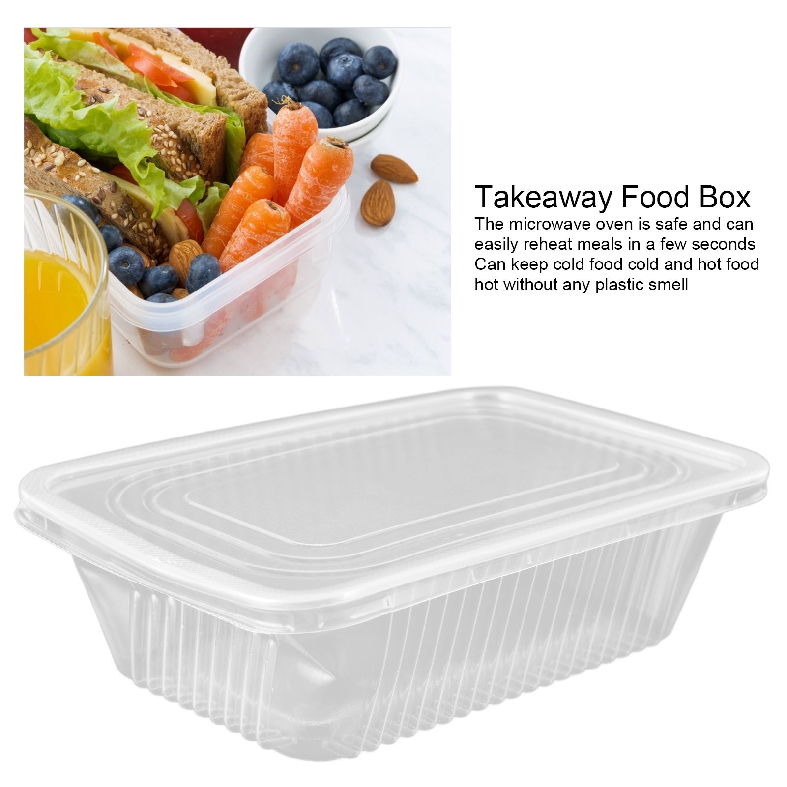 10PCS Disposable Lunch Box Microwavable Disposable Transparent Rectangular view 15