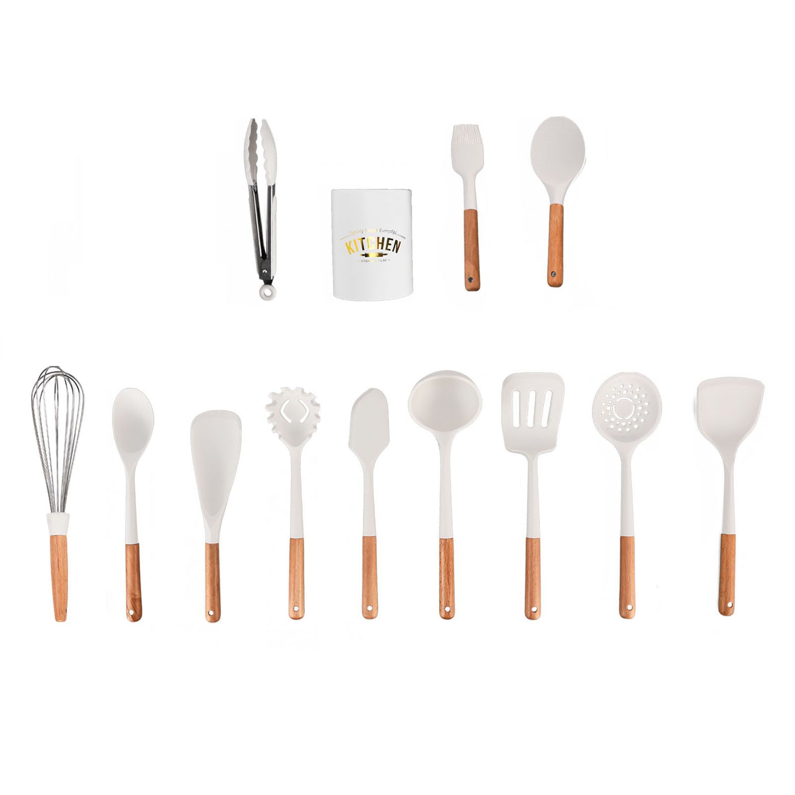 12Pcs Silicone Cooking Utensil Set White Nordic Minimalist Style NonStick