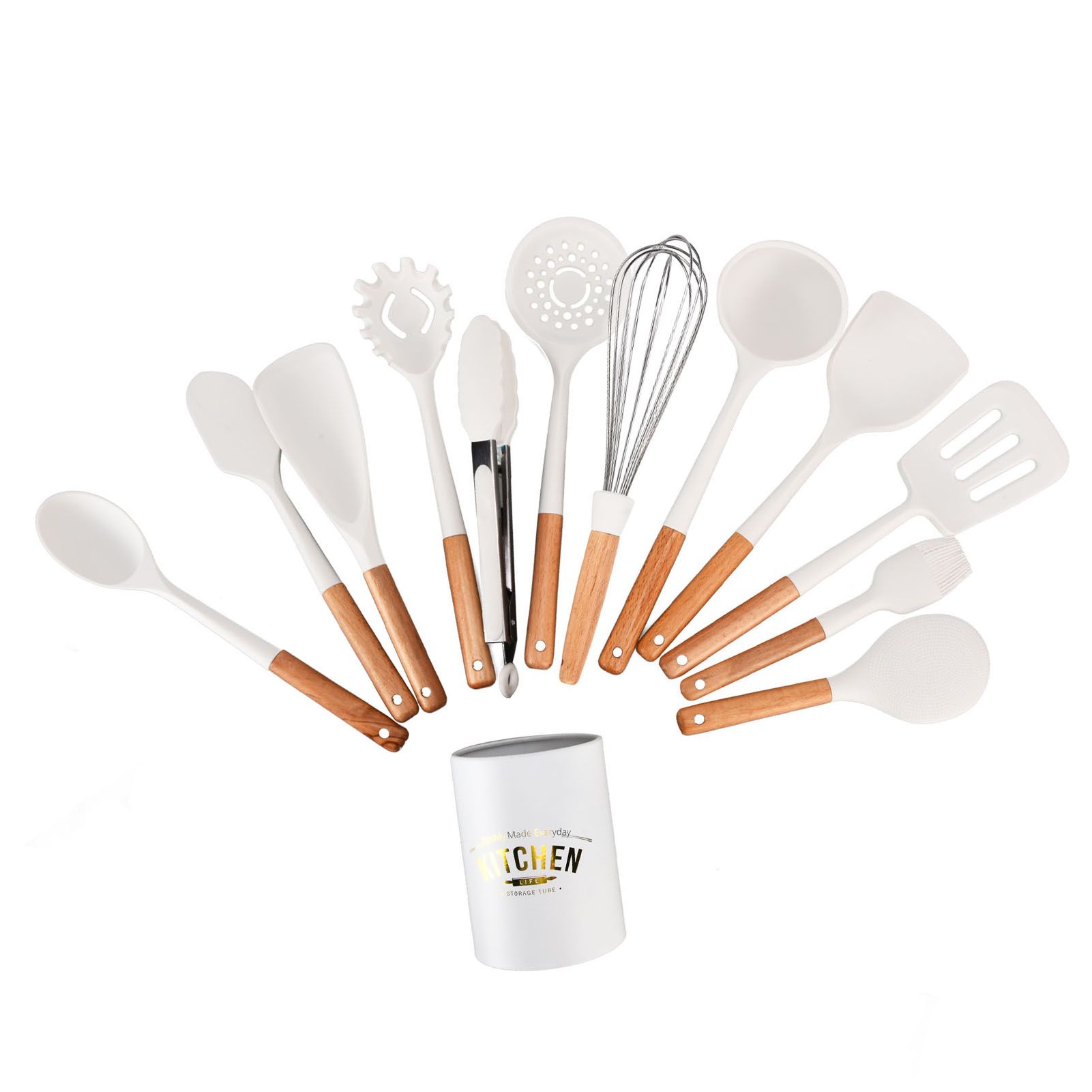 12Pcs Silicone Cooking Utensil Set White Nordic Minimalist Style NonStick view 2
