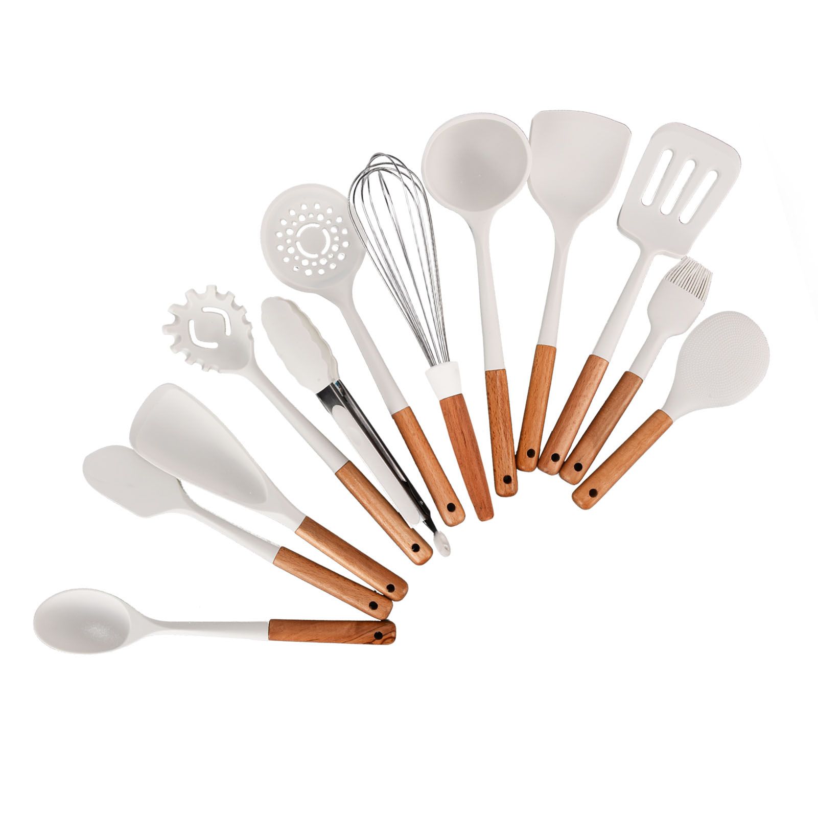 12Pcs Silicone Cooking Utensil Set White Nordic Minimalist Style NonStick view 4