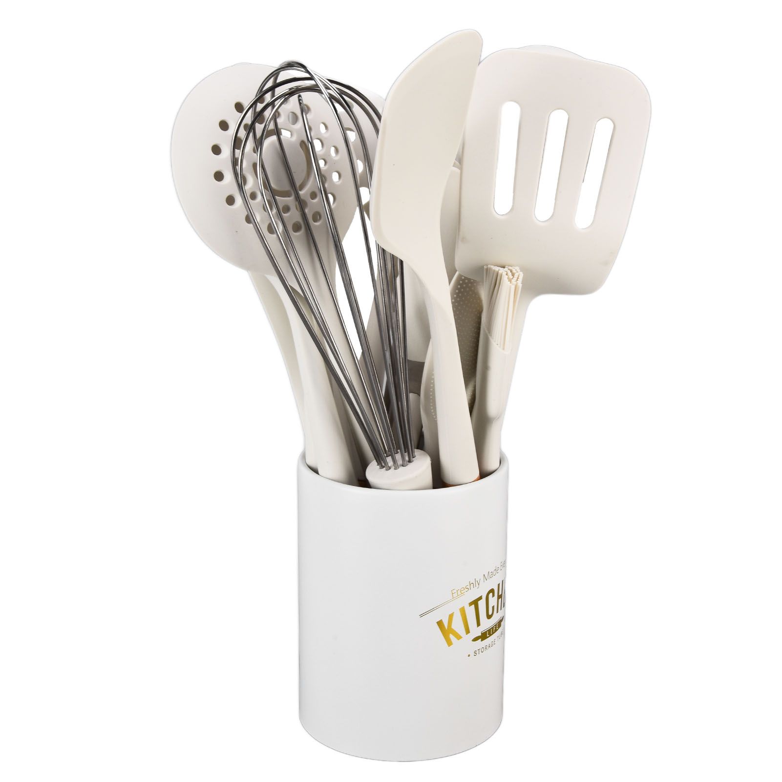 12Pcs Silicone Cooking Utensil Set White Nordic Minimalist Style NonStick view 5