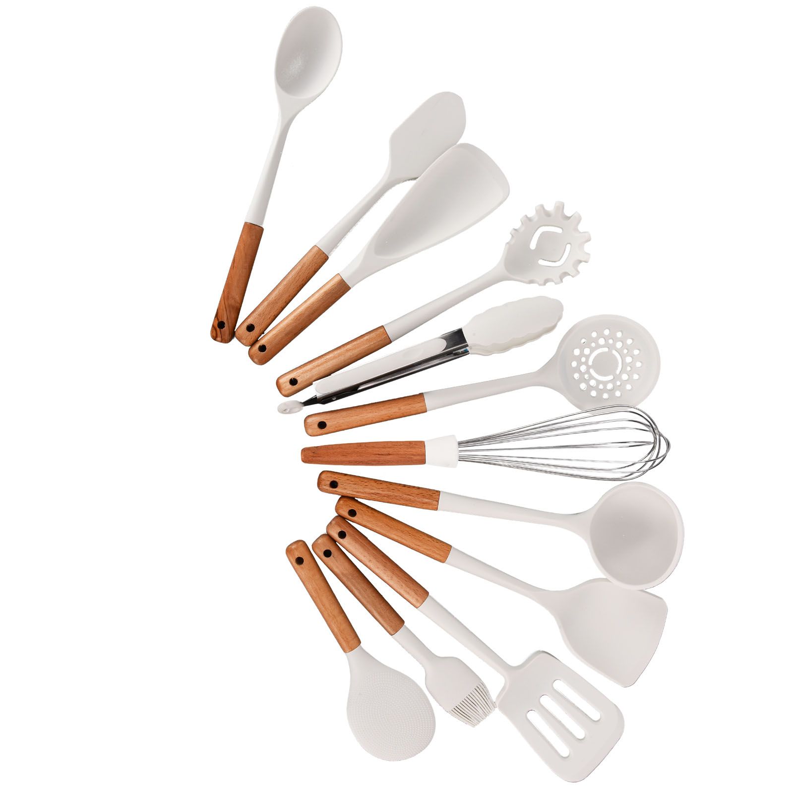12Pcs Silicone Cooking Utensil Set White Nordic Minimalist Style NonStick view 7
