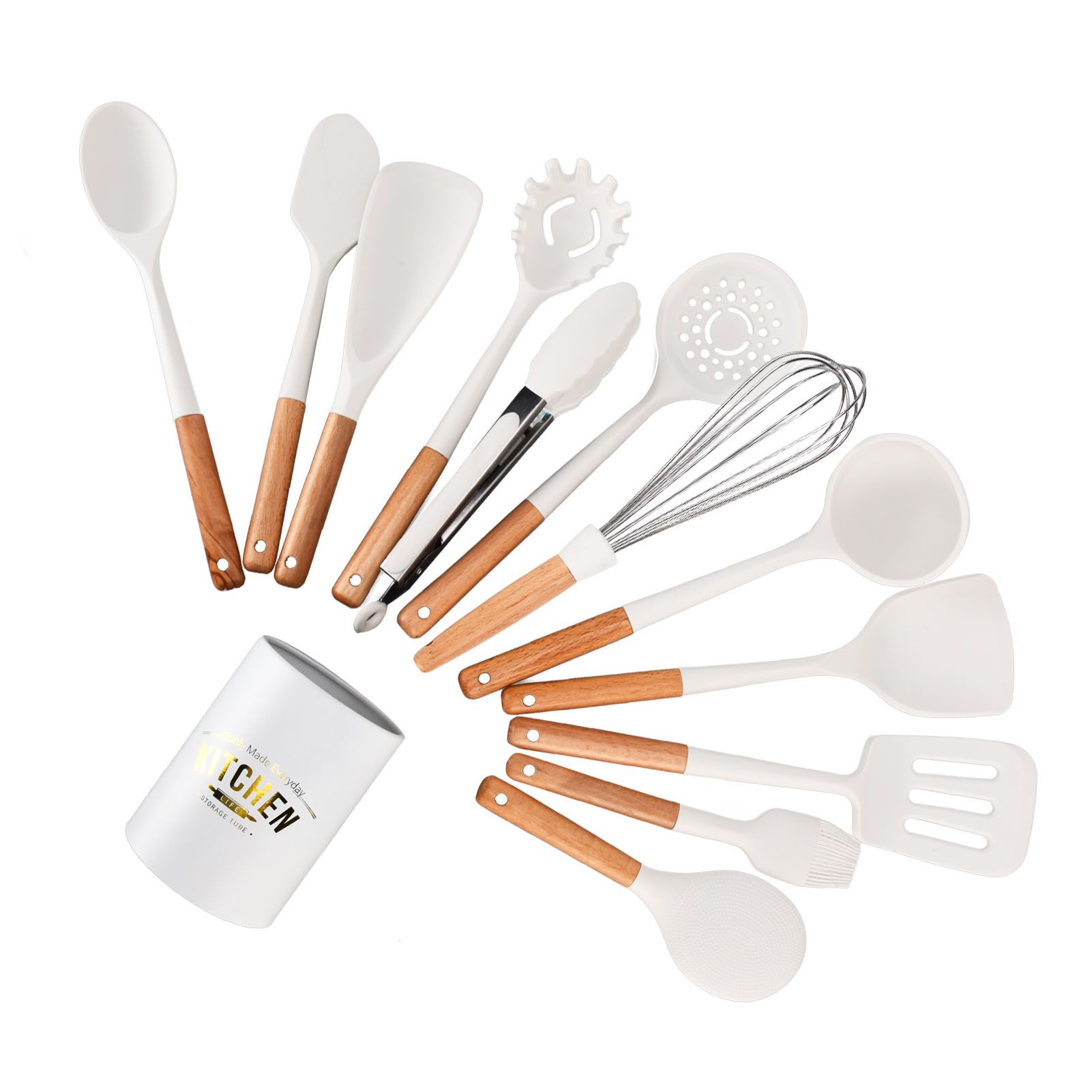 12Pcs Silicone Cooking Utensil Set White Nordic Minimalist Style NonStick view 8