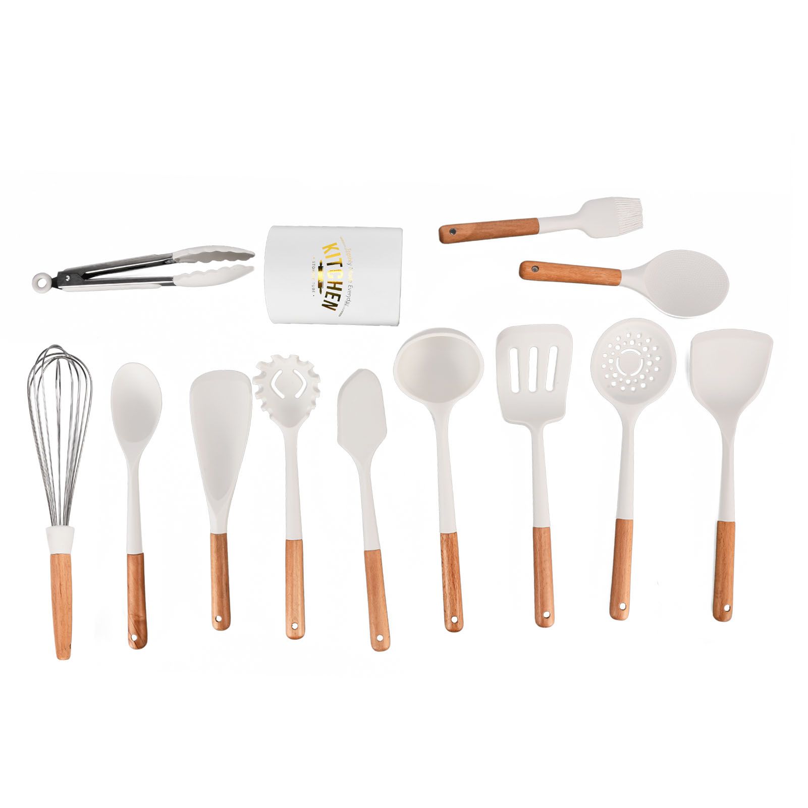 12Pcs Silicone Cooking Utensil Set White Nordic Minimalist Style NonStick view 10