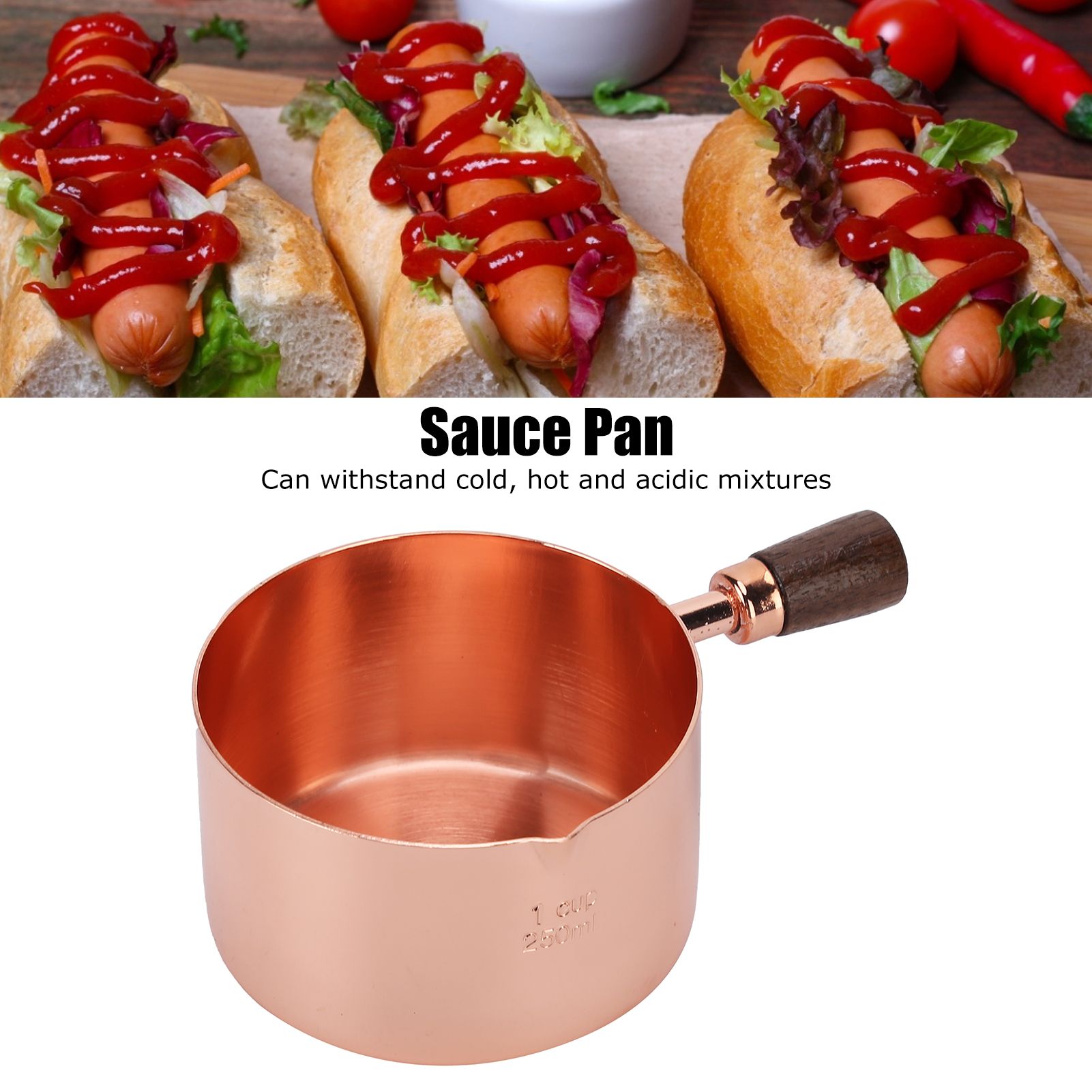 Sauce Pan Wooden Handle Rose Gold Stainless Steel Sauce Pot for Cooking view 14