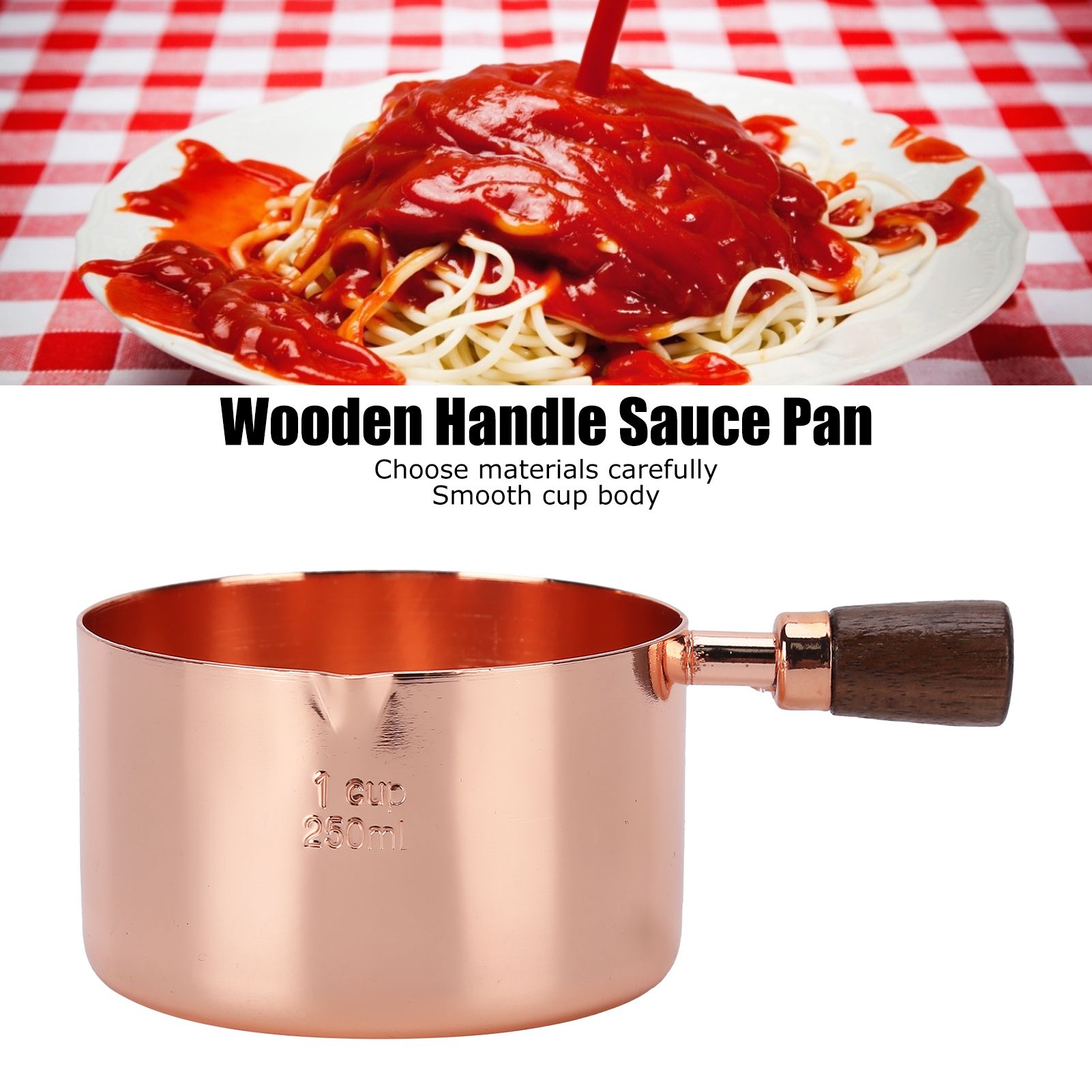 Sauce Pan Wooden Handle Rose Gold Stainless Steel Sauce Pot for Cooking view 15