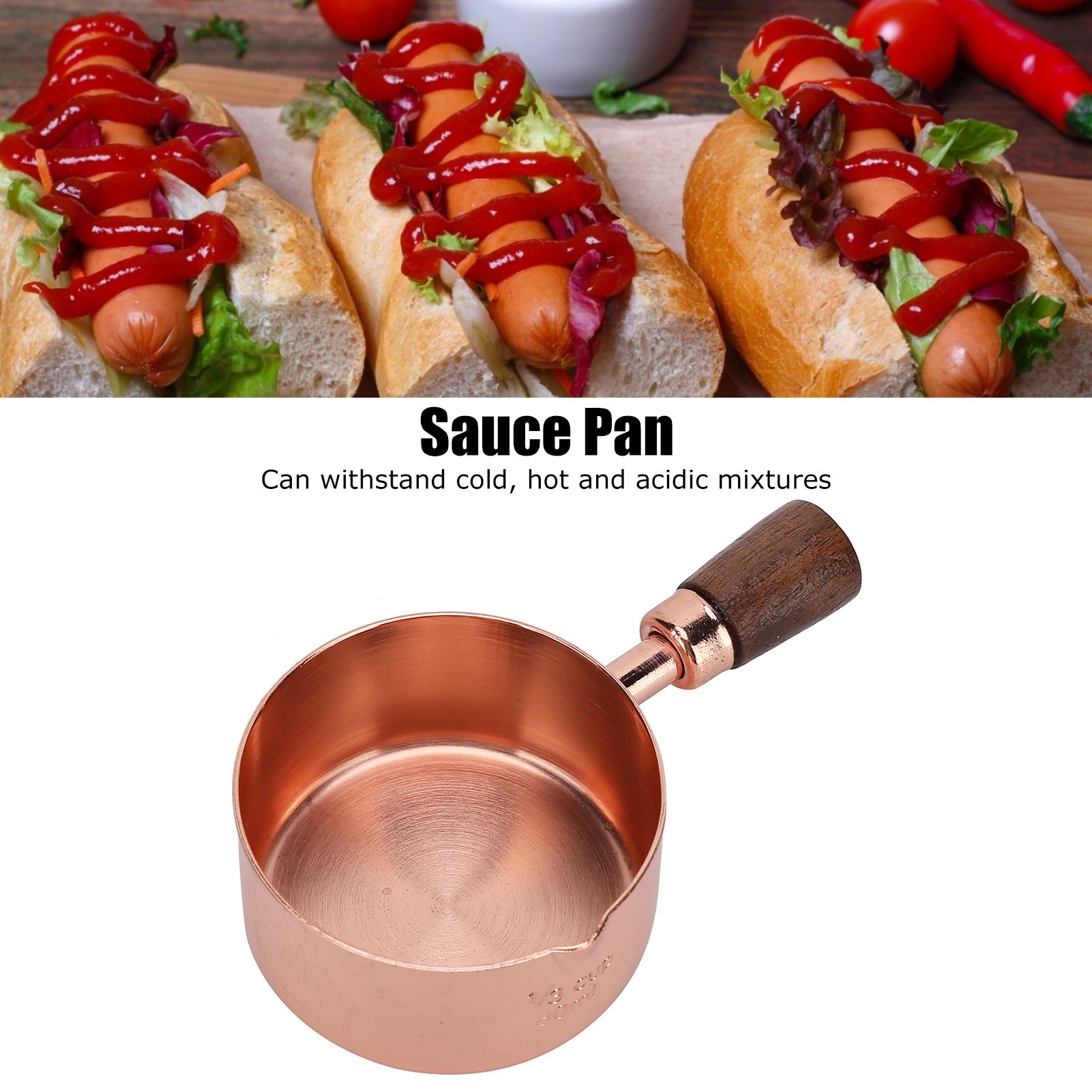 Sauce Pan Wooden Handle Rose Gold Stainless Steel Sauce Pot for Cooking view 14
