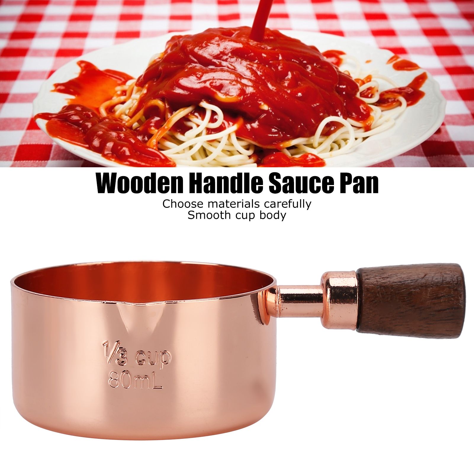 Sauce Pan Wooden Handle Rose Gold Stainless Steel Sauce Pot for Cooking view 15