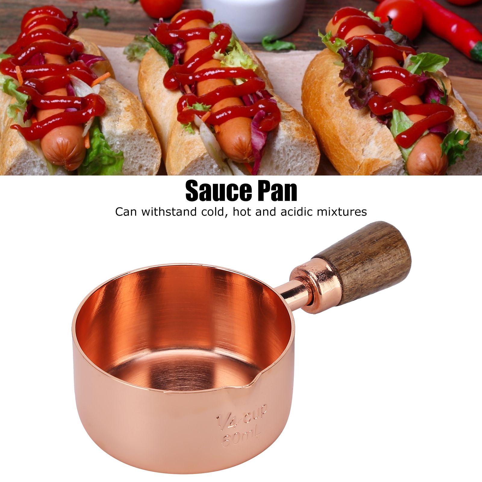 Sauce Pan Wooden Handle Rose Gold Stainless Steel Sauce Pot for Cooking view 14