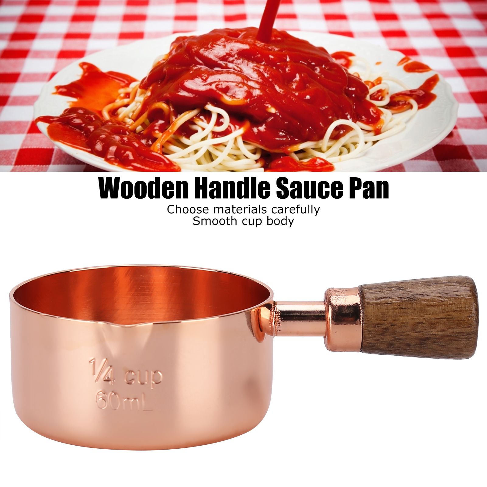 Sauce Pan Wooden Handle Rose Gold Stainless Steel Sauce Pot for Cooking view 15