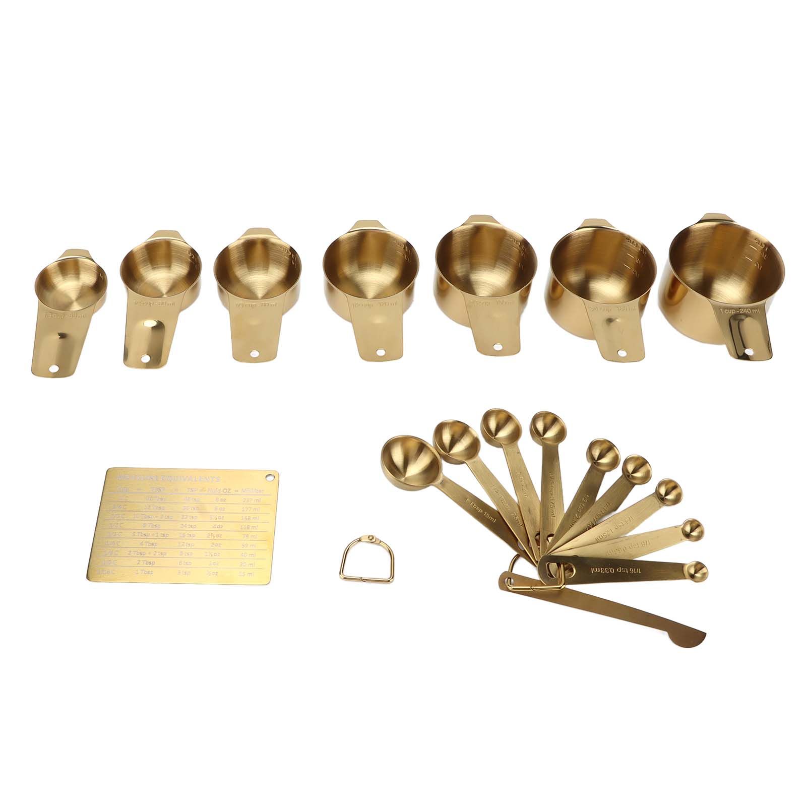 18PCS Measuring Cup Stainless Steel Gold Coffee Spoon Cup Set Baking Scale view 2