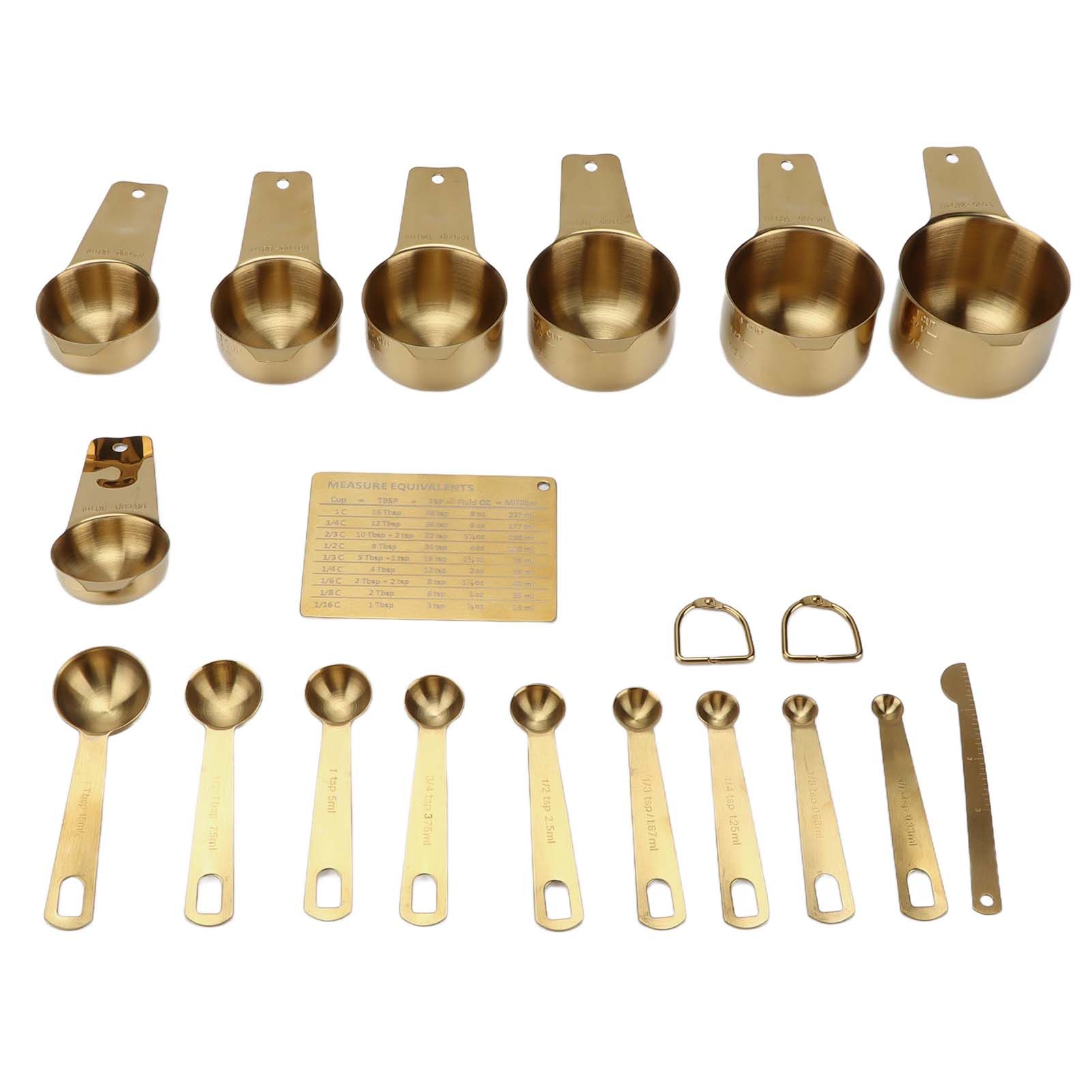18PCS Measuring Cup Stainless Steel Gold Coffee Spoon Cup Set Baking Scale view 3