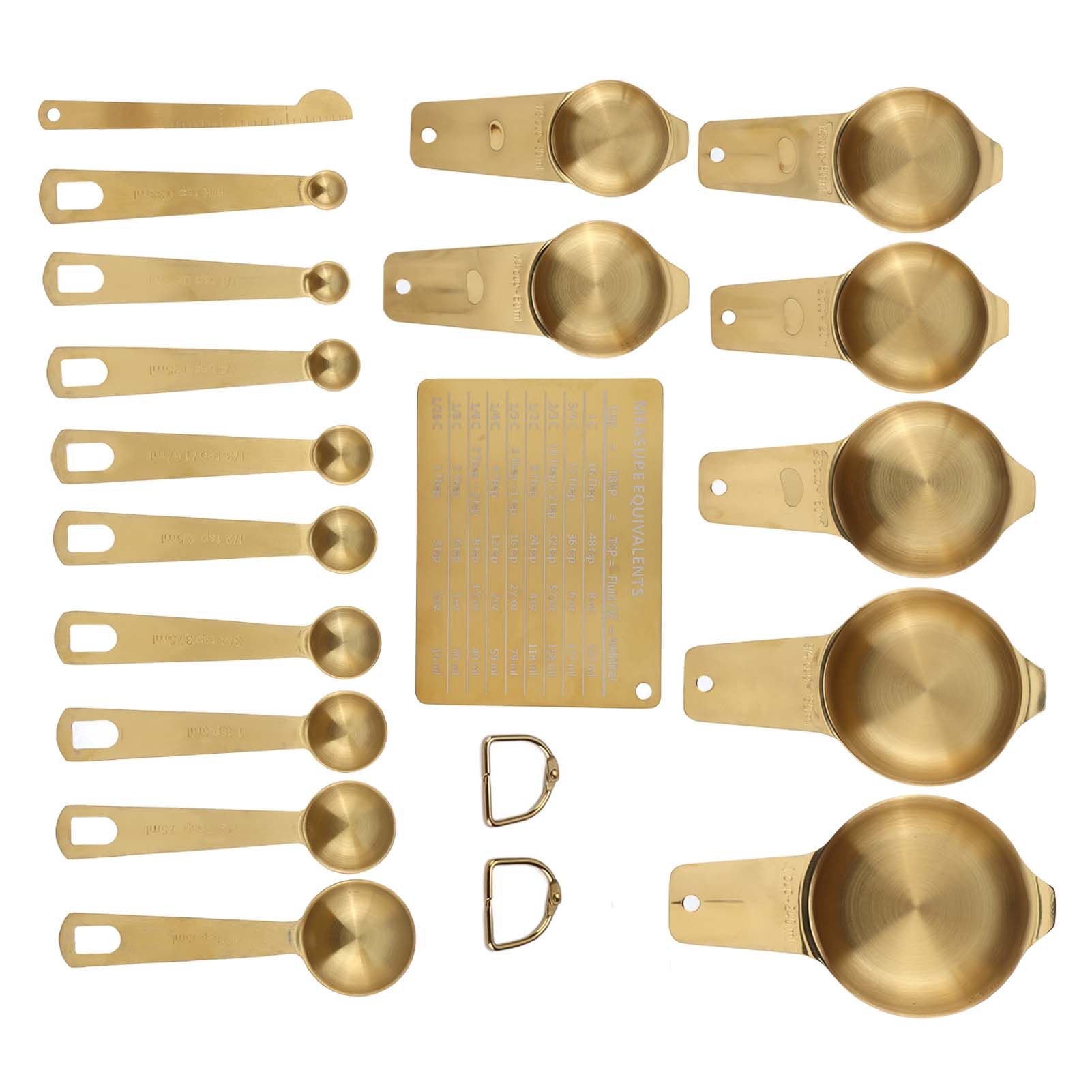 18PCS Measuring Cup Stainless Steel Gold Coffee Spoon Cup Set Baking Scale view 5