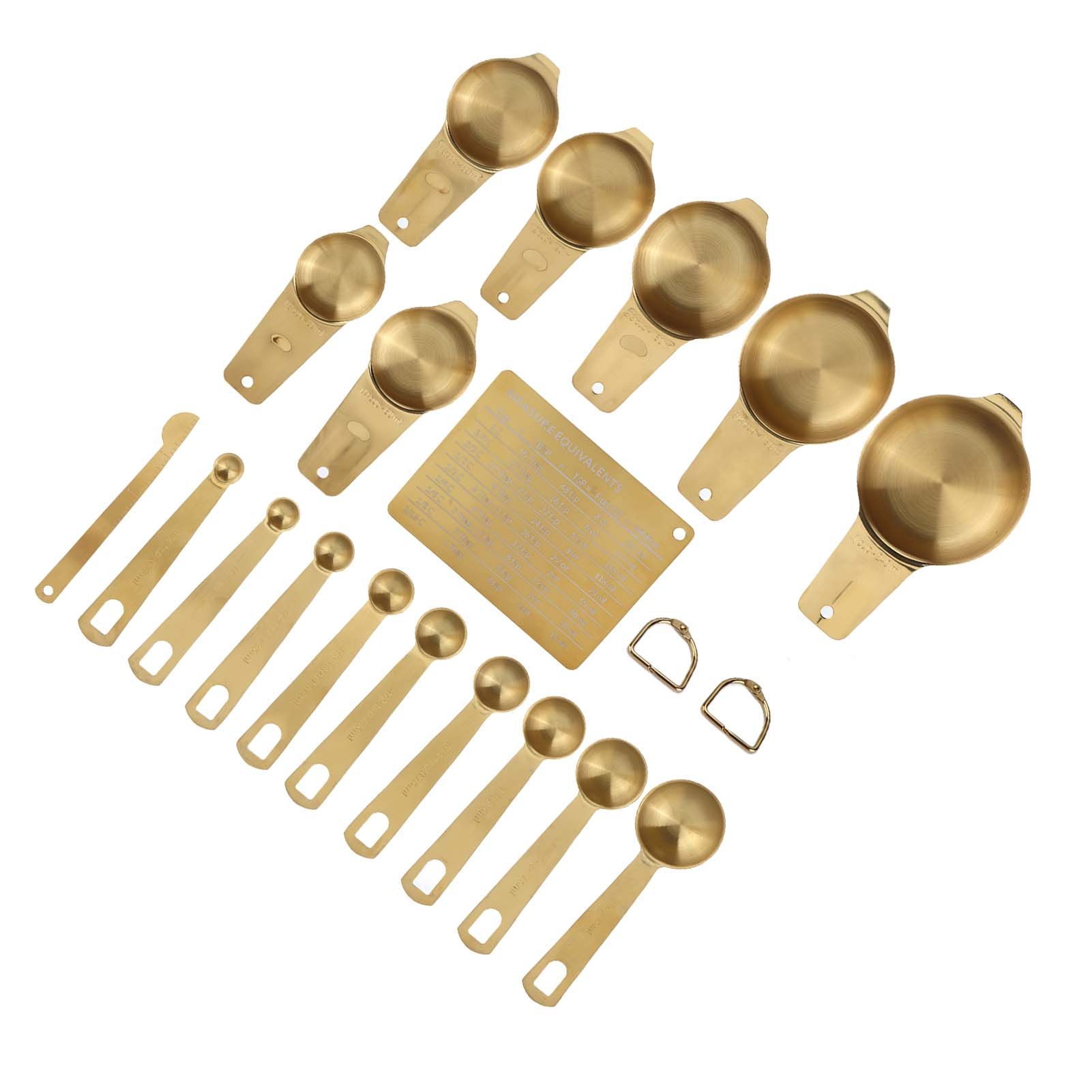 18PCS Measuring Cup Stainless Steel Gold Coffee Spoon Cup Set Baking Scale view 6