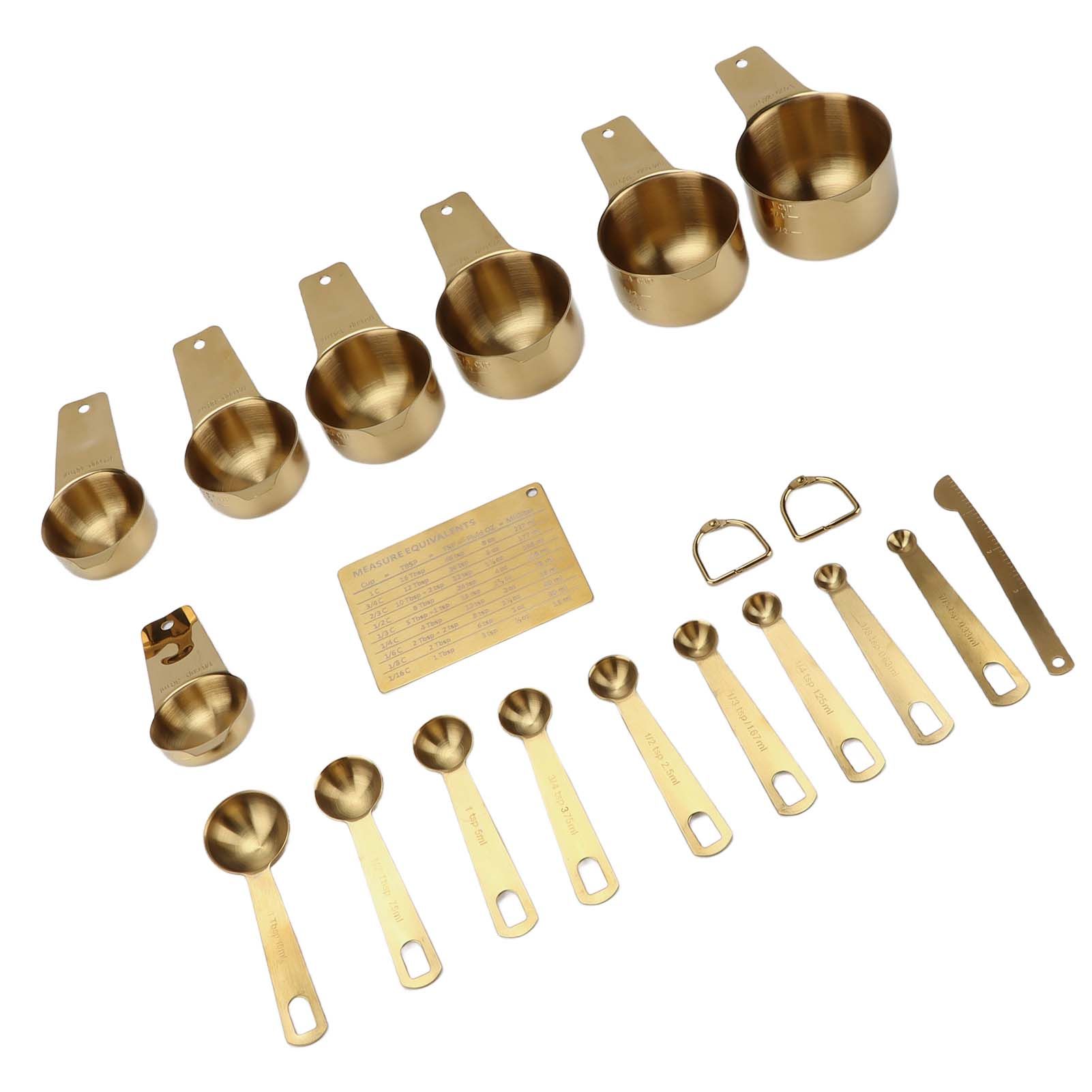 18PCS Measuring Cup Stainless Steel Gold Coffee Spoon Cup Set Baking Scale view 7