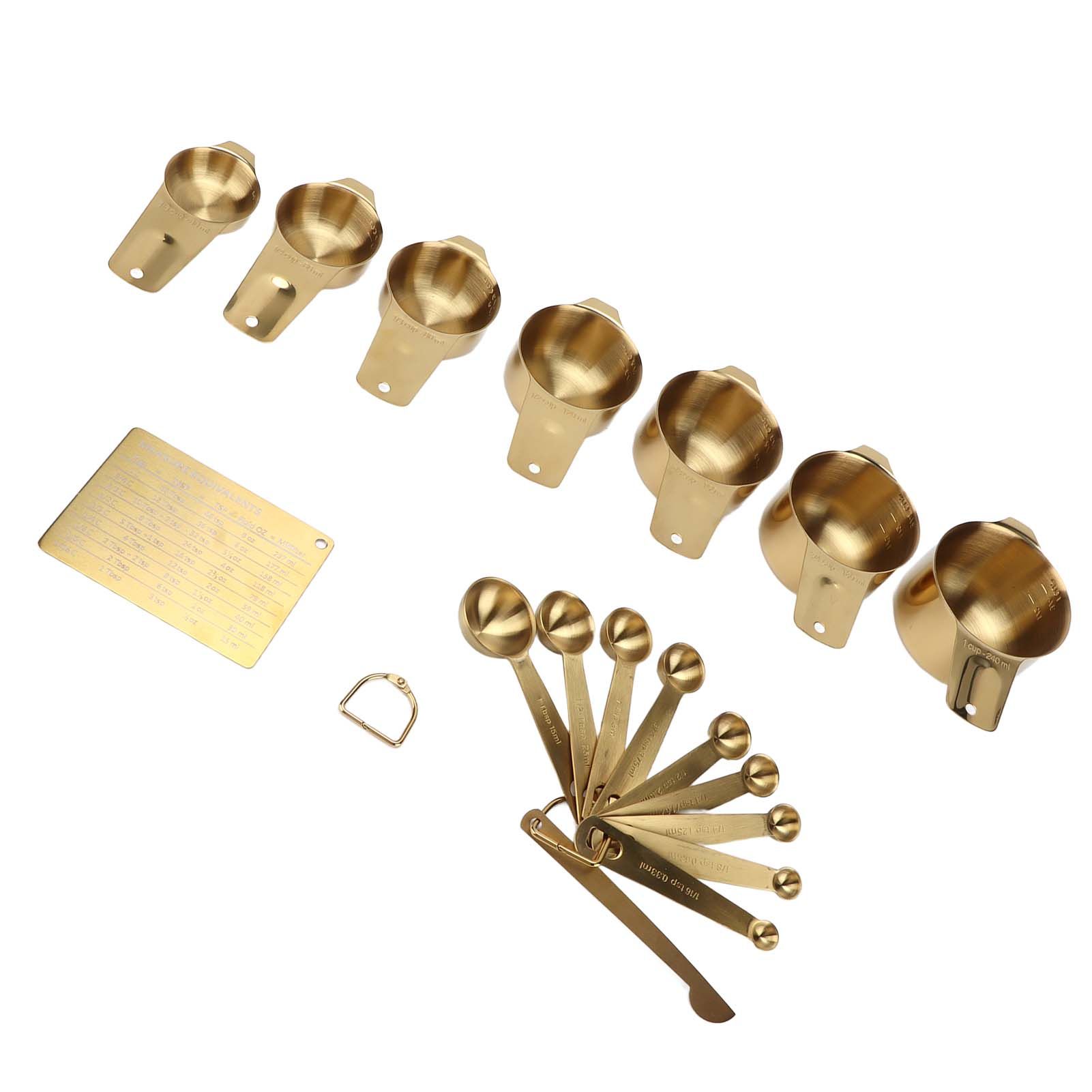 18PCS Measuring Cup Stainless Steel Gold Coffee Spoon Cup Set Baking Scale view 8