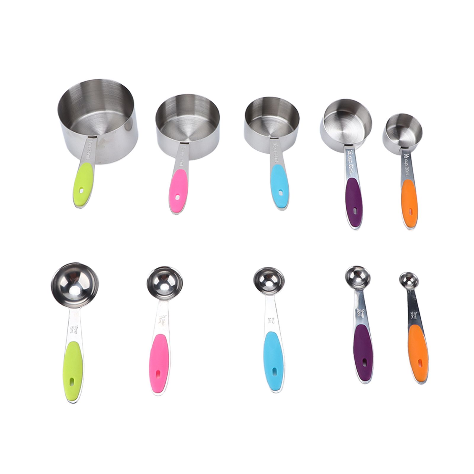 10Pcs/Set Stainless Steel Spoon Kitchen Baking Tools with Silicone Handle view 2