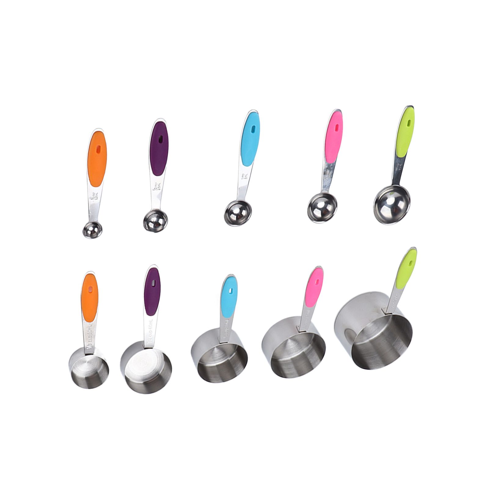 10Pcs/Set Stainless Steel Spoon Kitchen Baking Tools with Silicone Handle view 6