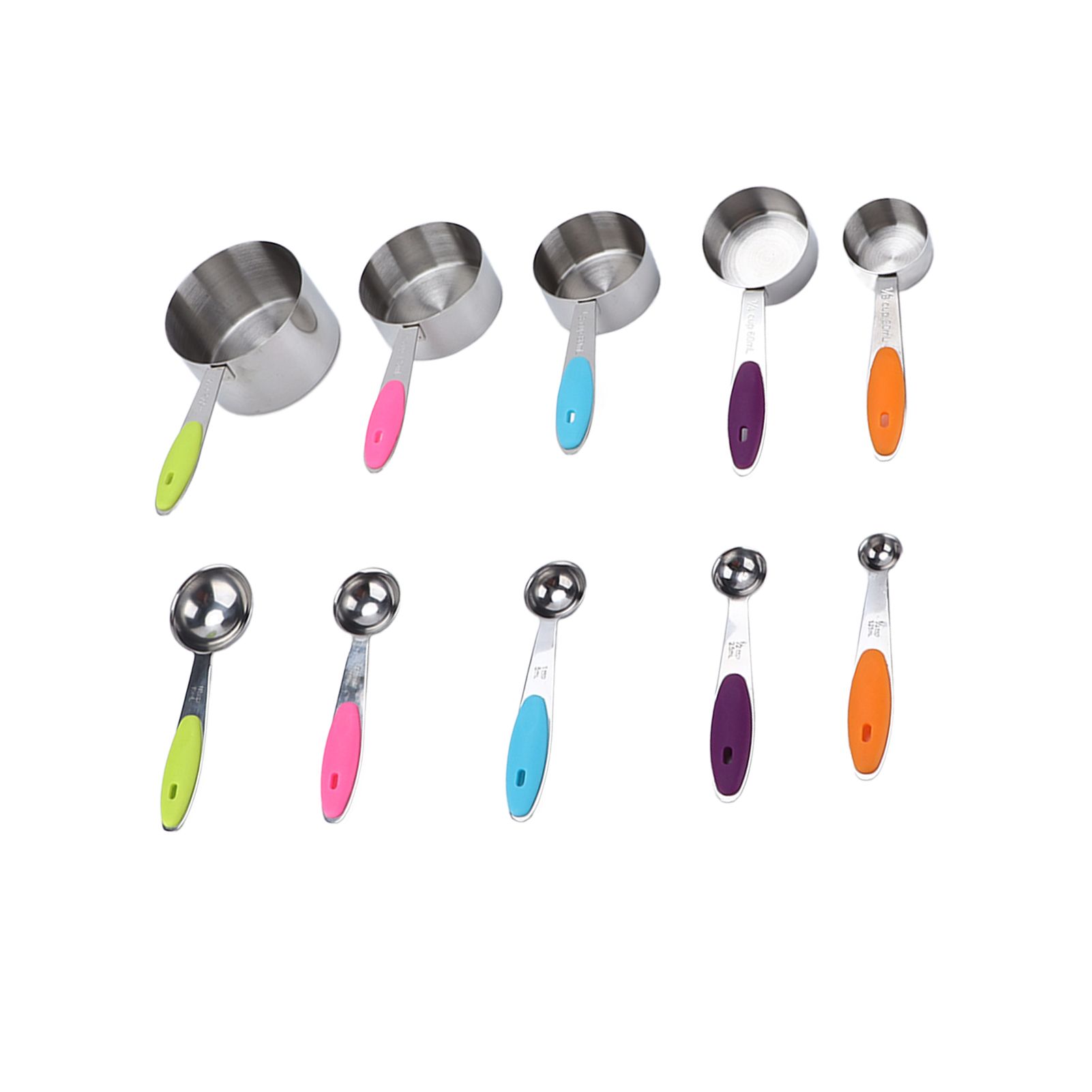 10Pcs/Set Stainless Steel Spoon Kitchen Baking Tools with Silicone Handle view 7