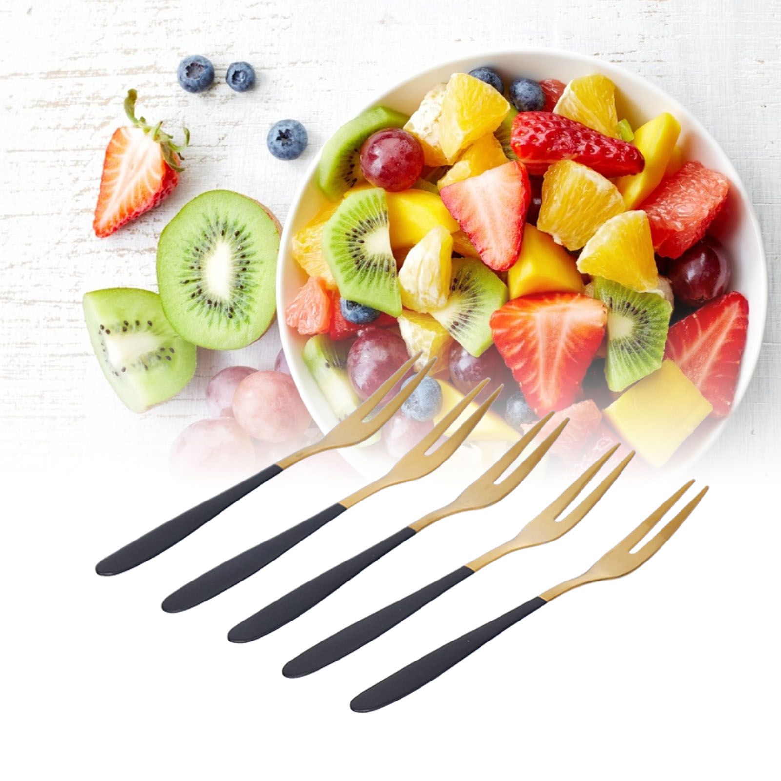 5PCS Fruit Fork Stainless Steel Dessert Fork Mini Food Cutlery Fork for Party view 11