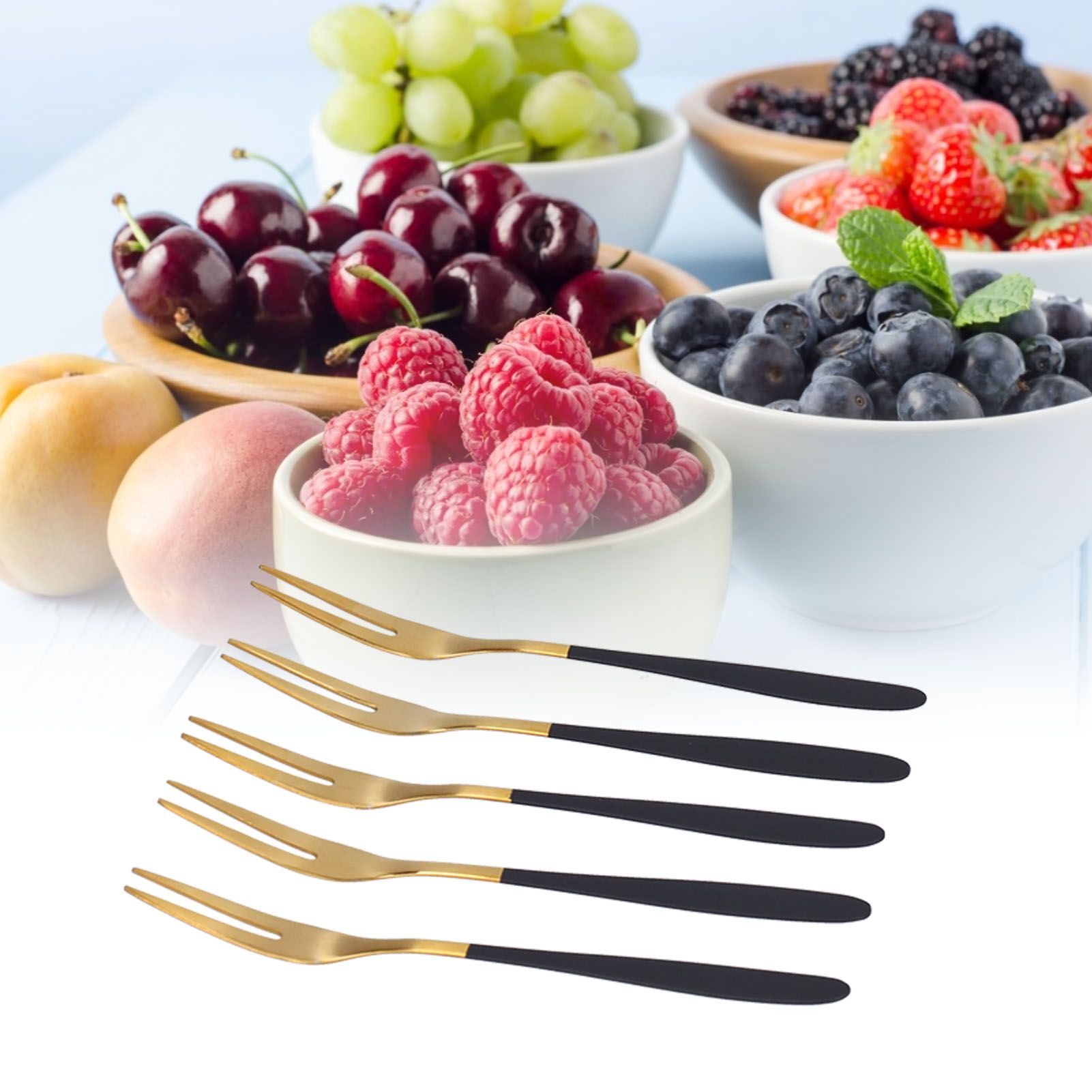5PCS Fruit Fork Stainless Steel Dessert Fork Mini Food Cutlery Fork for Party view 12