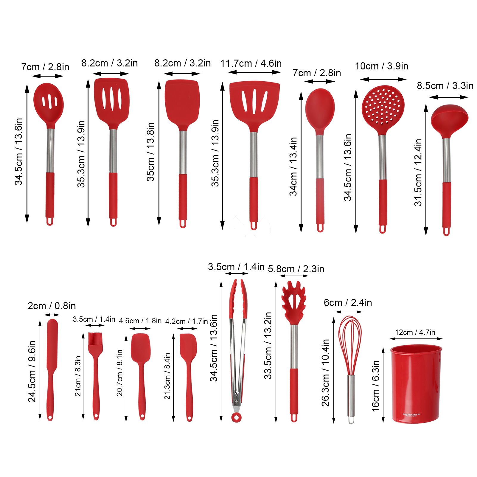15PCS/Set Silicone Cooking Utensil Set with Stainless Steel Handle Kitchen view 13