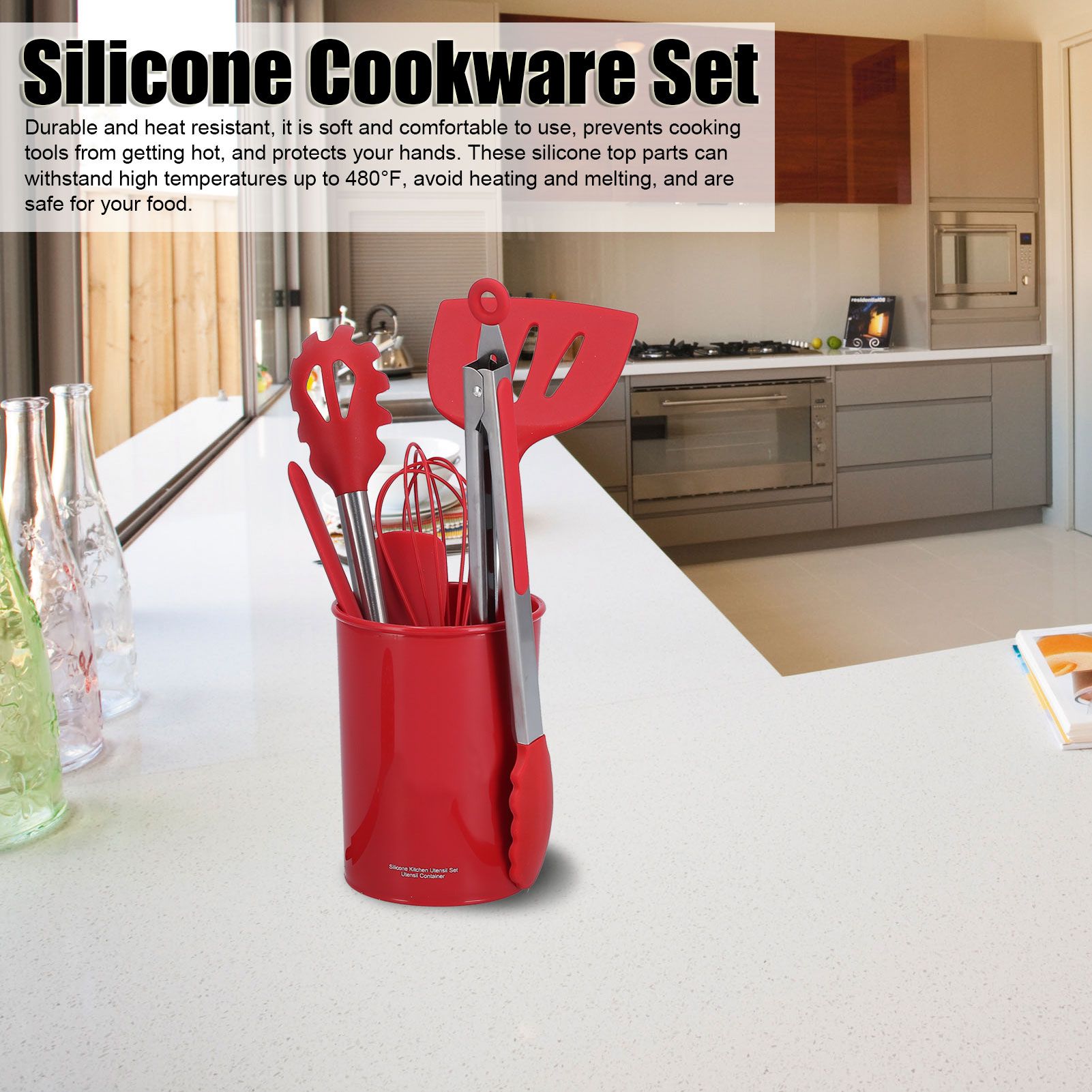 15PCS/Set Silicone Cooking Utensil Set with Stainless Steel Handle Kitchen view 14