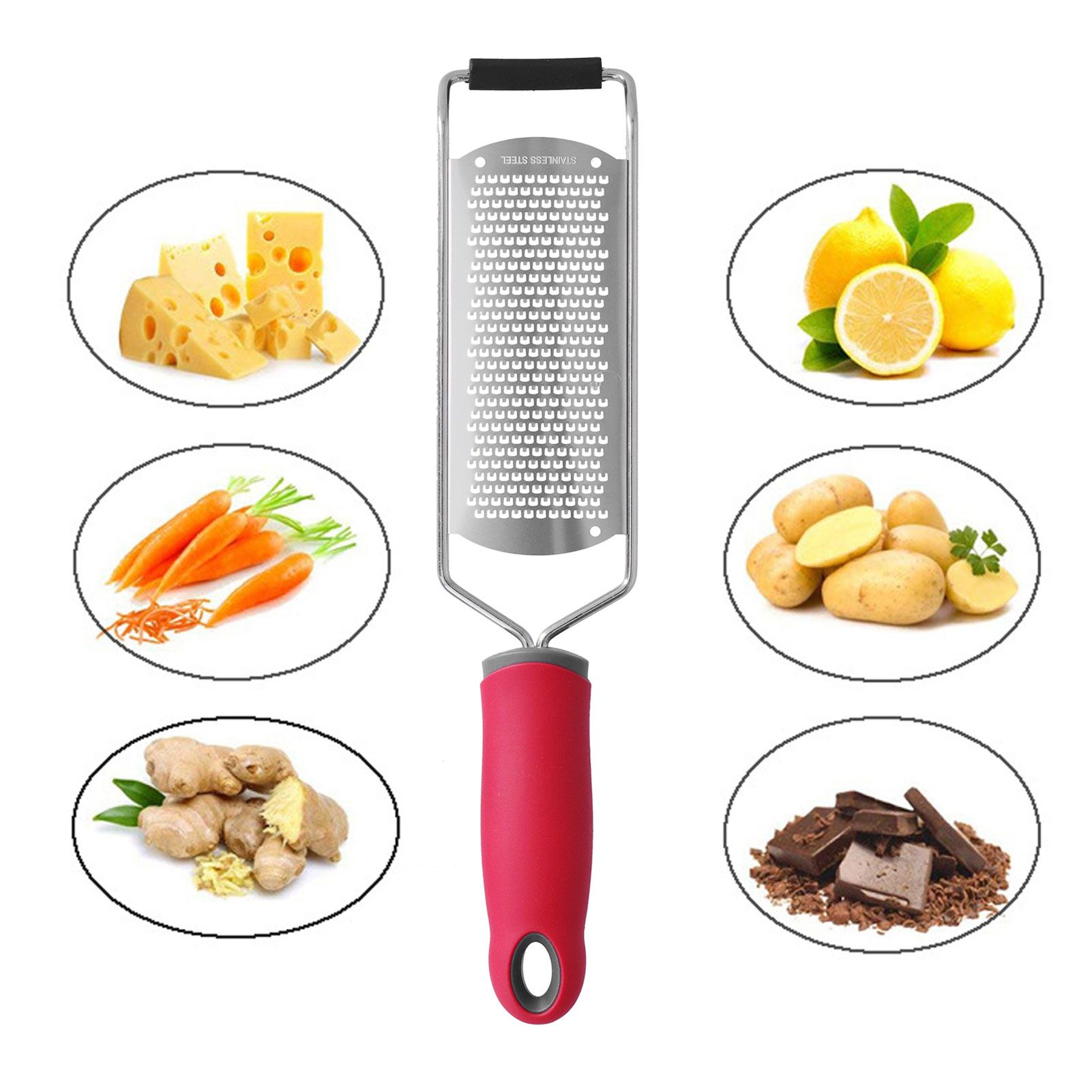 Stainless Steel Cheese Grater Multifucntional Lemon Chocolate Zester with Non view 12