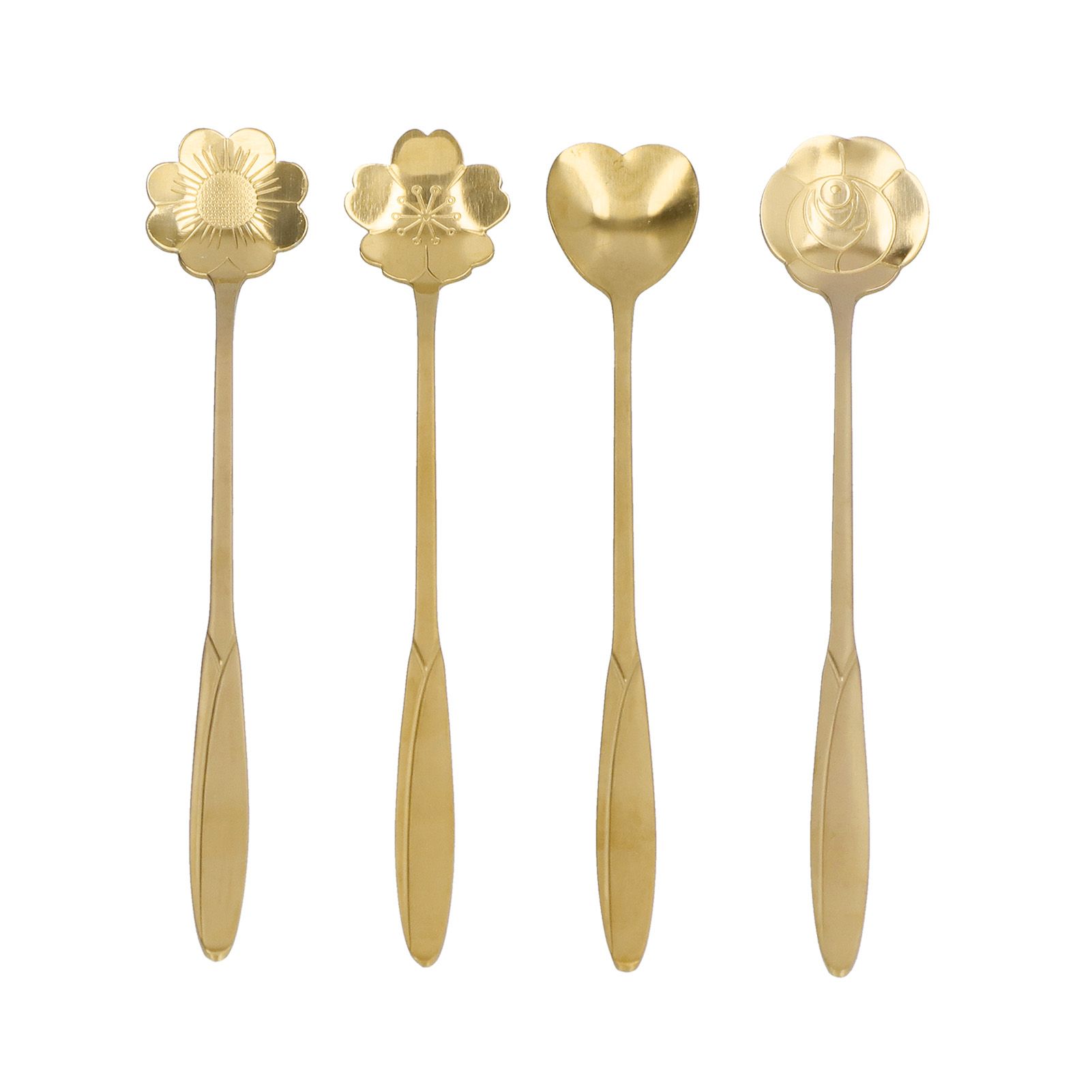 4PCS Mixing Spoon Flower Heart Shaped Coffee Spoon Stainless Steel Desert