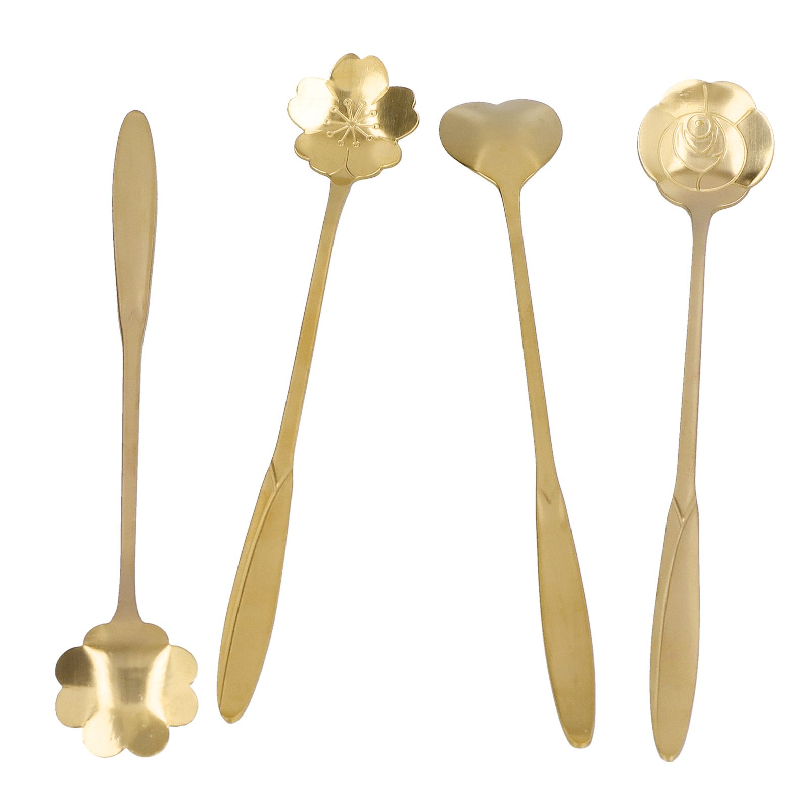 4PCS Mixing Spoon Flower Heart Shaped Coffee Spoon Stainless Steel Desert view 2