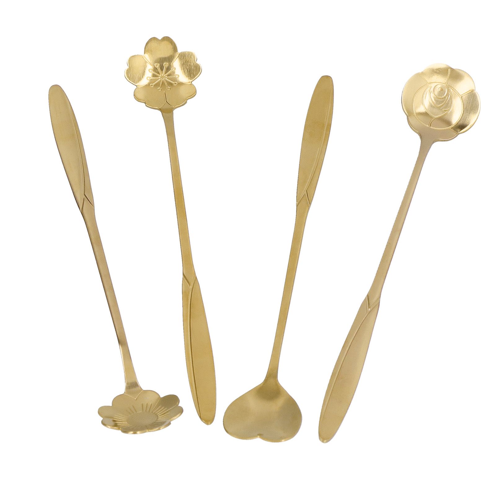 4PCS Mixing Spoon Flower Heart Shaped Coffee Spoon Stainless Steel Desert view 3