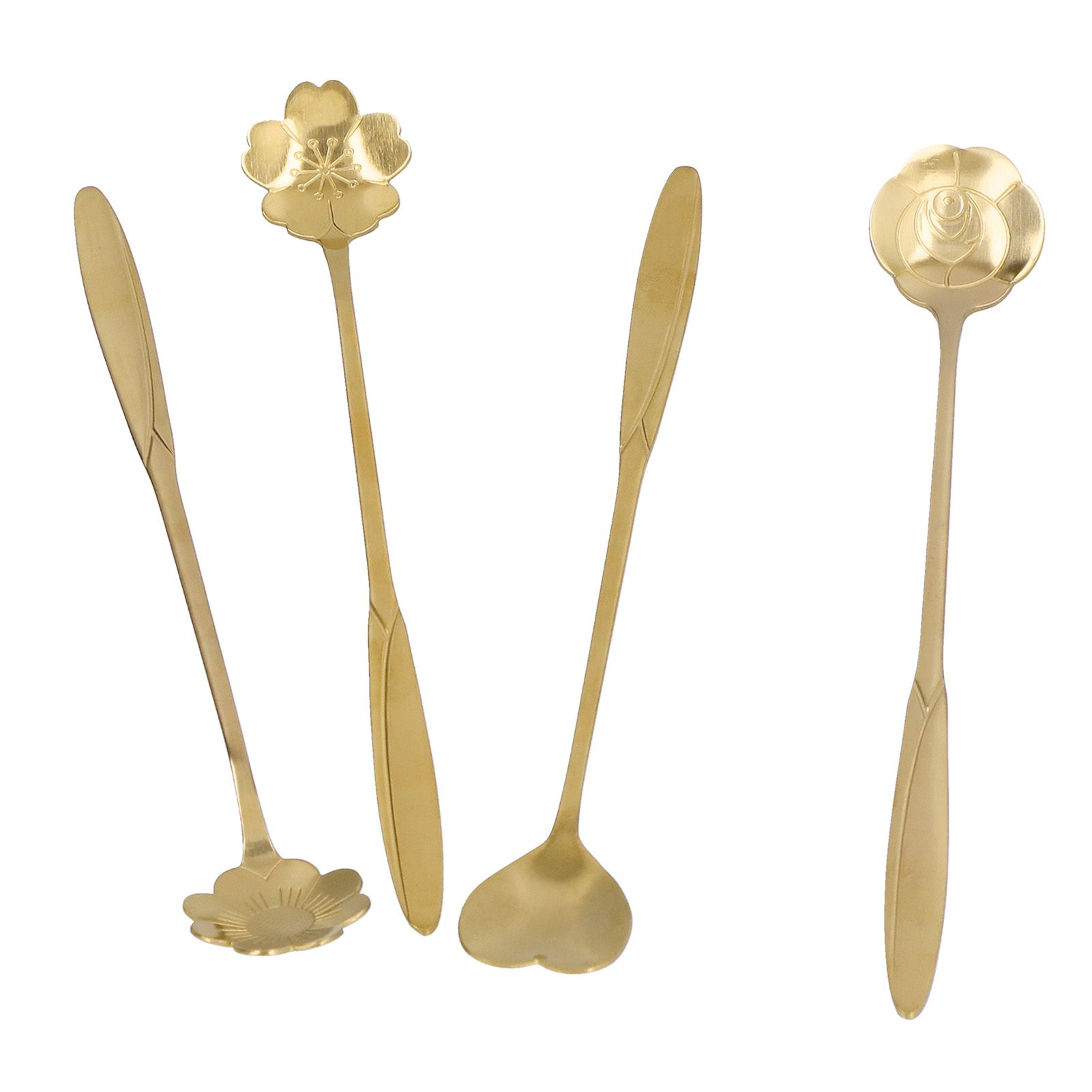 4PCS Mixing Spoon Flower Heart Shaped Coffee Spoon Stainless Steel Desert view 4