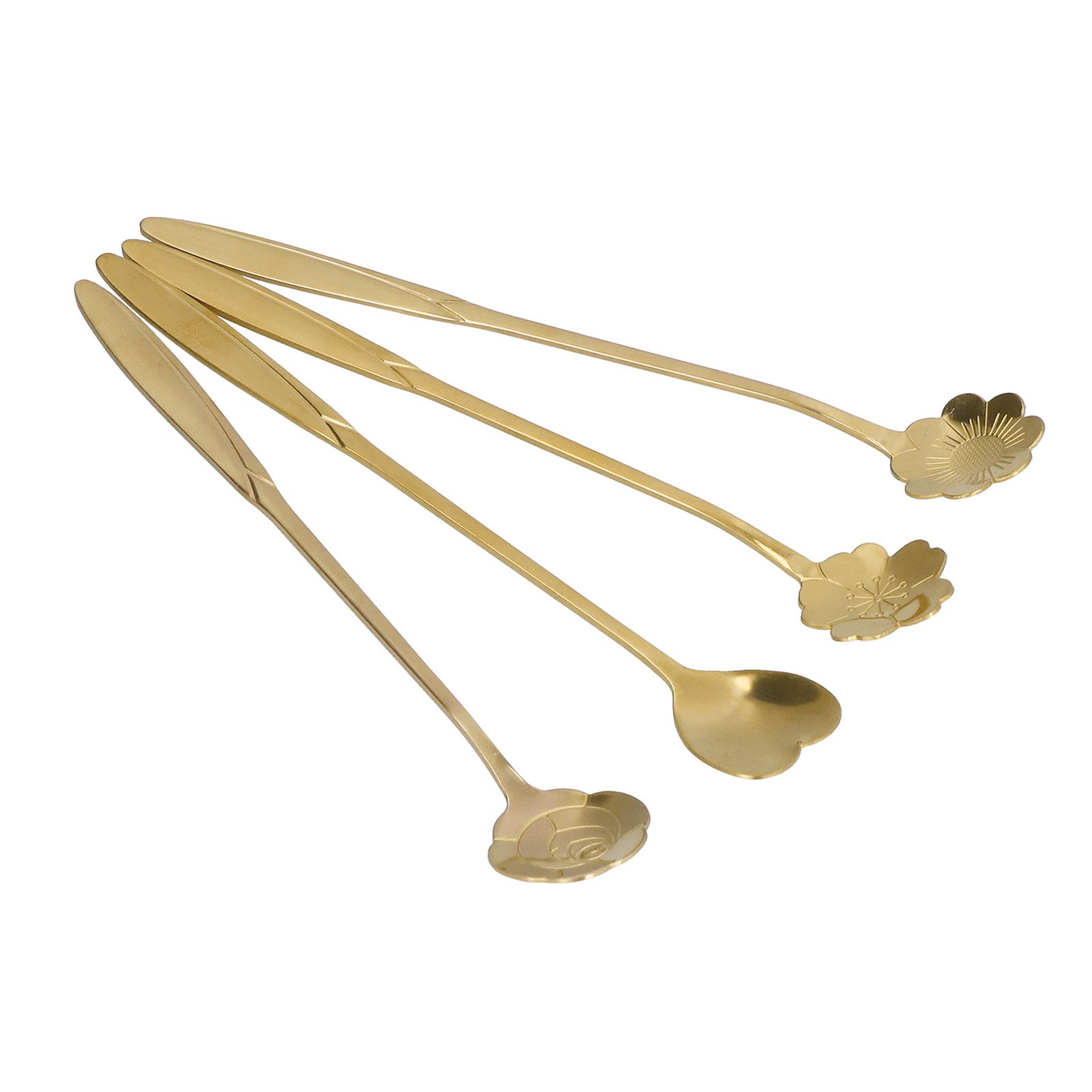 4PCS Mixing Spoon Flower Heart Shaped Coffee Spoon Stainless Steel Desert view 5