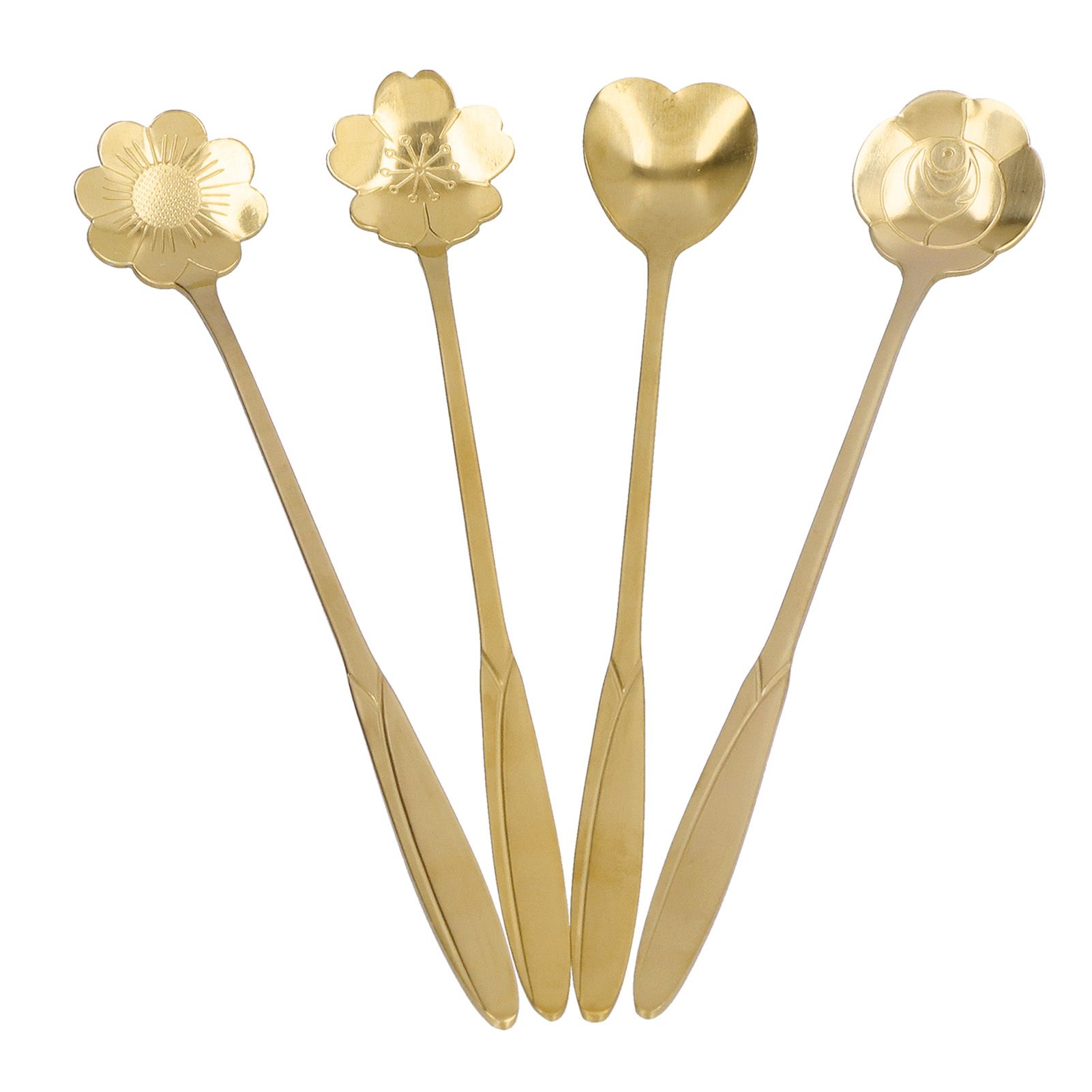 4PCS Mixing Spoon Flower Heart Shaped Coffee Spoon Stainless Steel Desert view 6