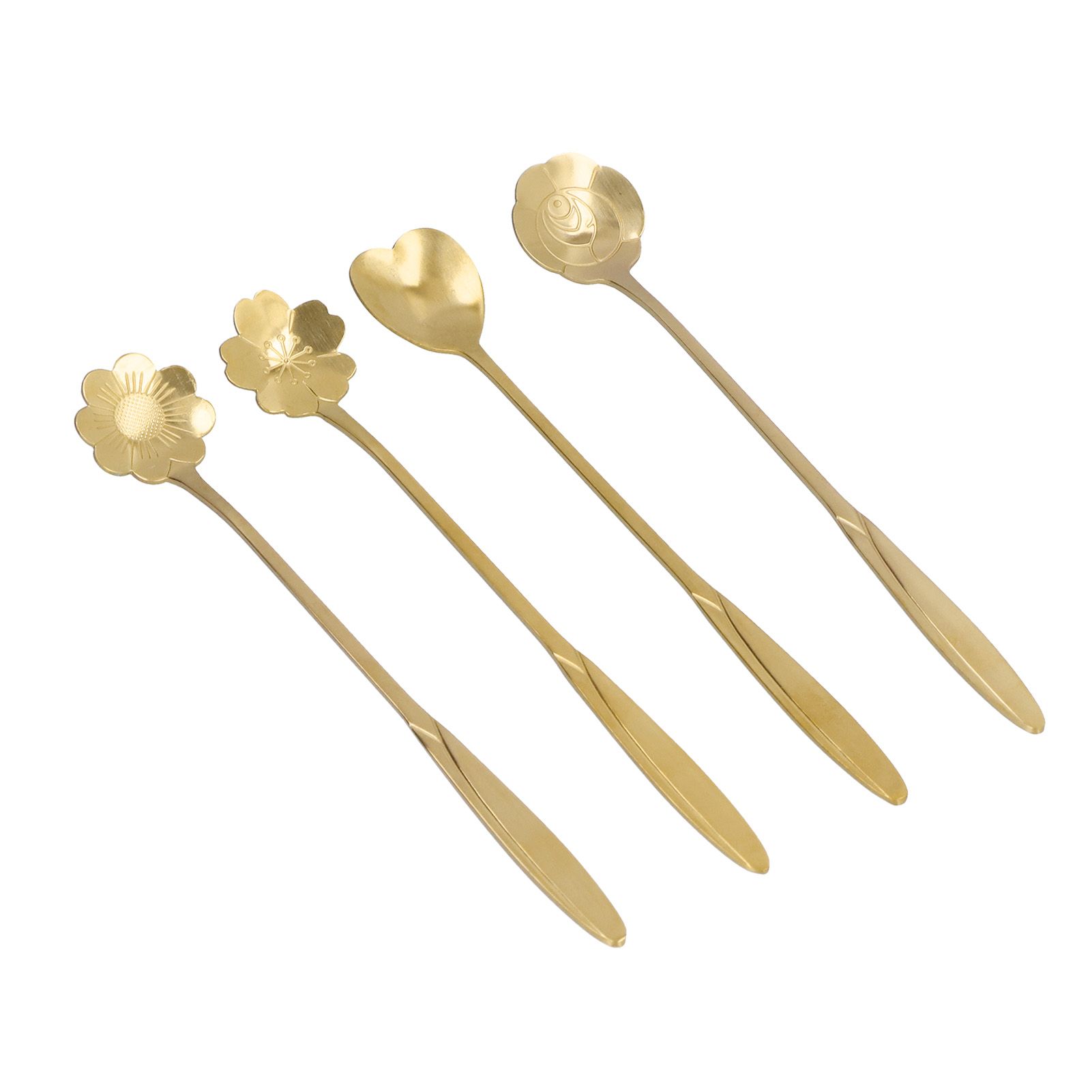 4PCS Mixing Spoon Flower Heart Shaped Coffee Spoon Stainless Steel Desert view 8