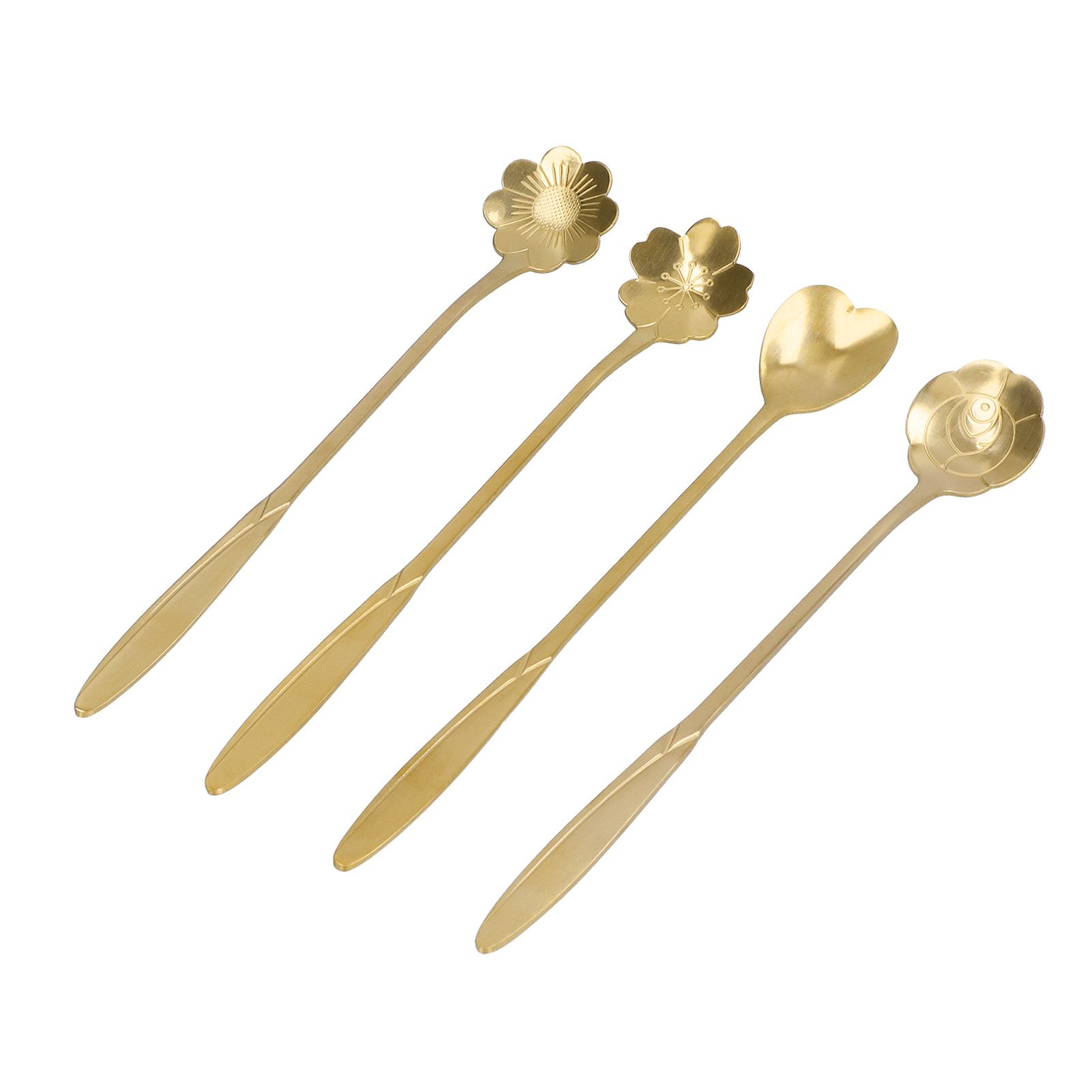 4PCS Mixing Spoon Flower Heart Shaped Coffee Spoon Stainless Steel Desert view 9