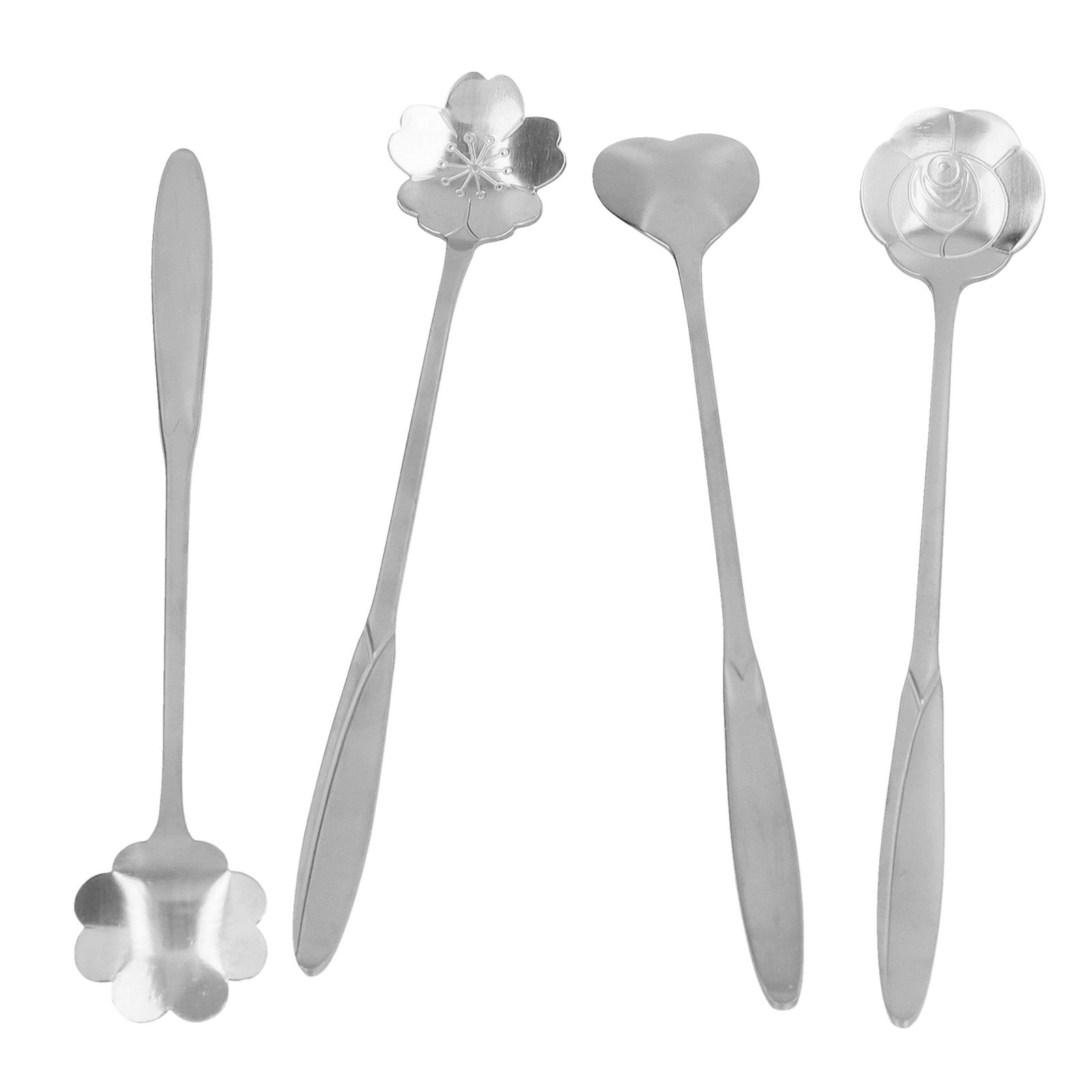 4PCS Mixing Spoon Flower Heart Shaped Coffee Spoon Stainless Steel Desert view 2
