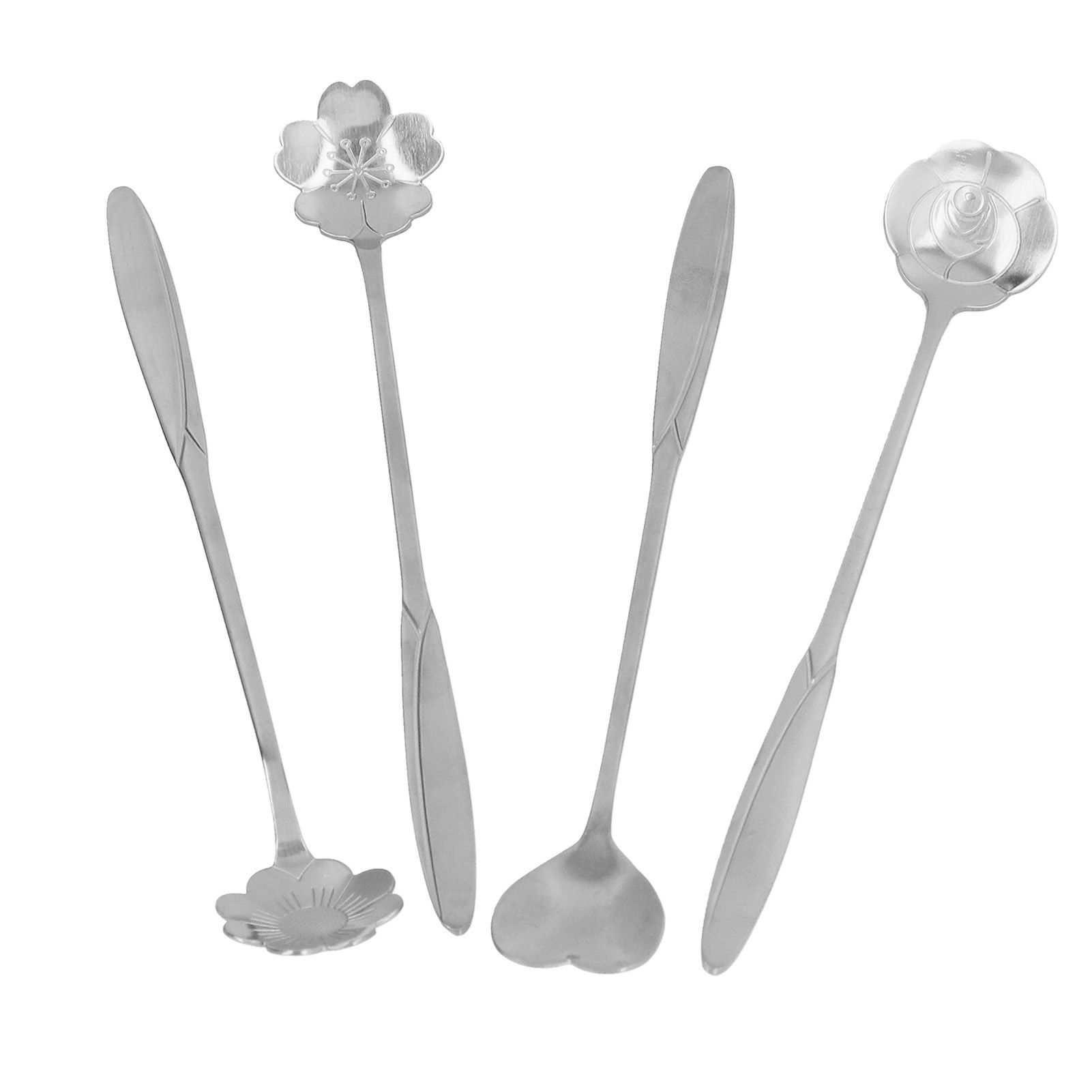 4PCS Mixing Spoon Flower Heart Shaped Coffee Spoon Stainless Steel Desert view 3
