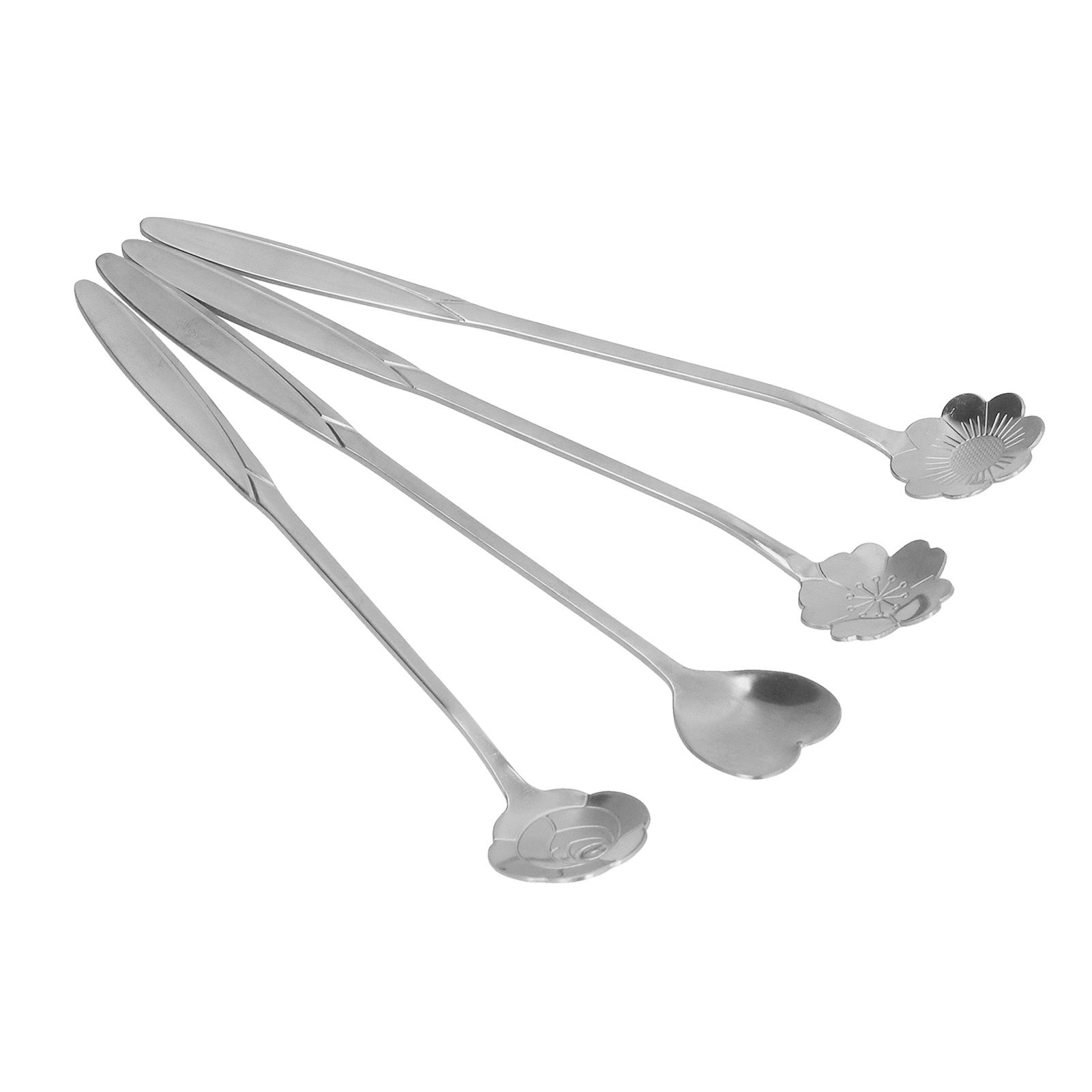 4PCS Mixing Spoon Flower Heart Shaped Coffee Spoon Stainless Steel Desert view 5