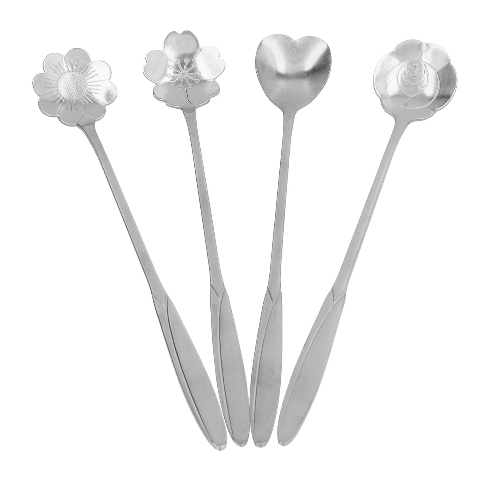 4PCS Mixing Spoon Flower Heart Shaped Coffee Spoon Stainless Steel Desert view 6