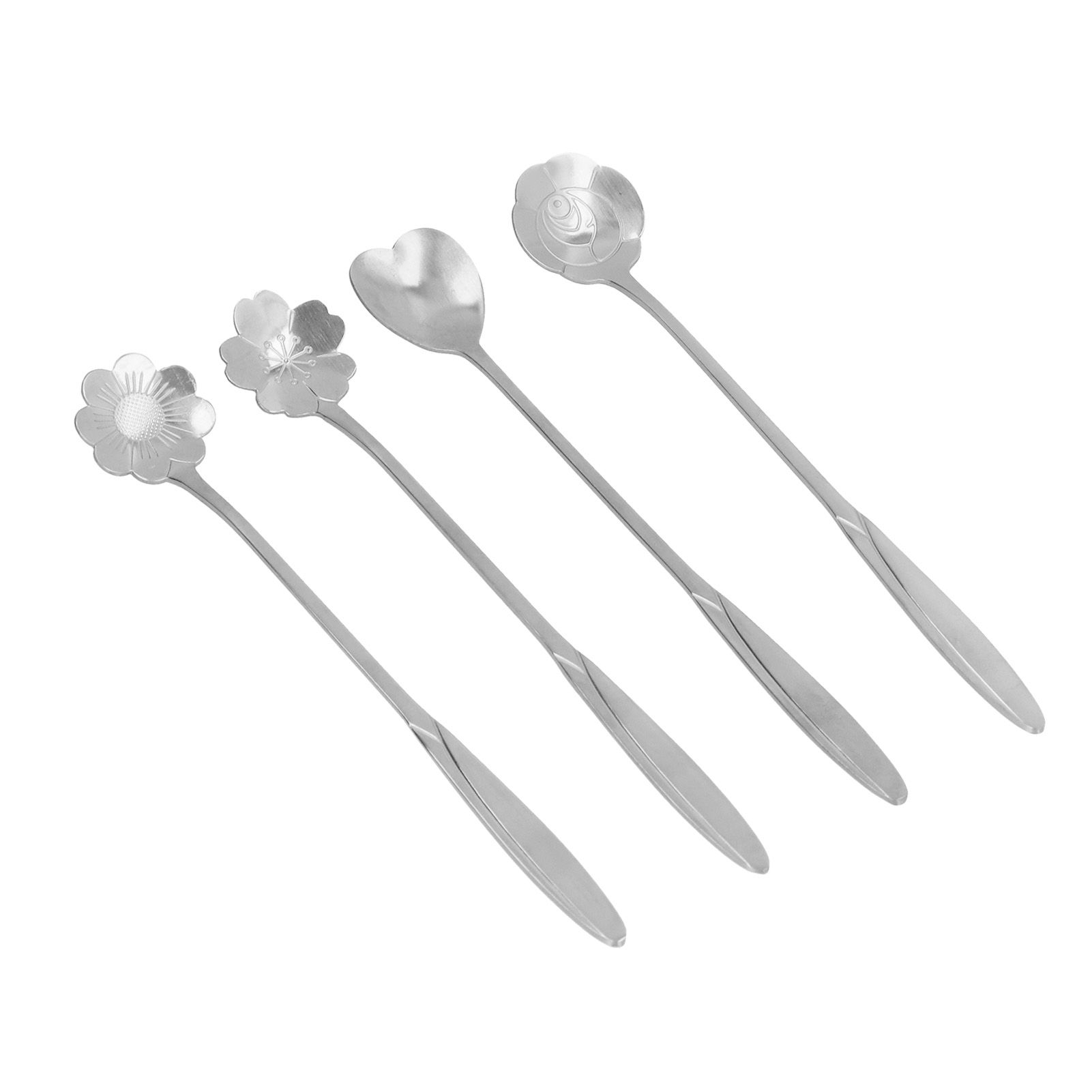4PCS Mixing Spoon Flower Heart Shaped Coffee Spoon Stainless Steel Desert view 8